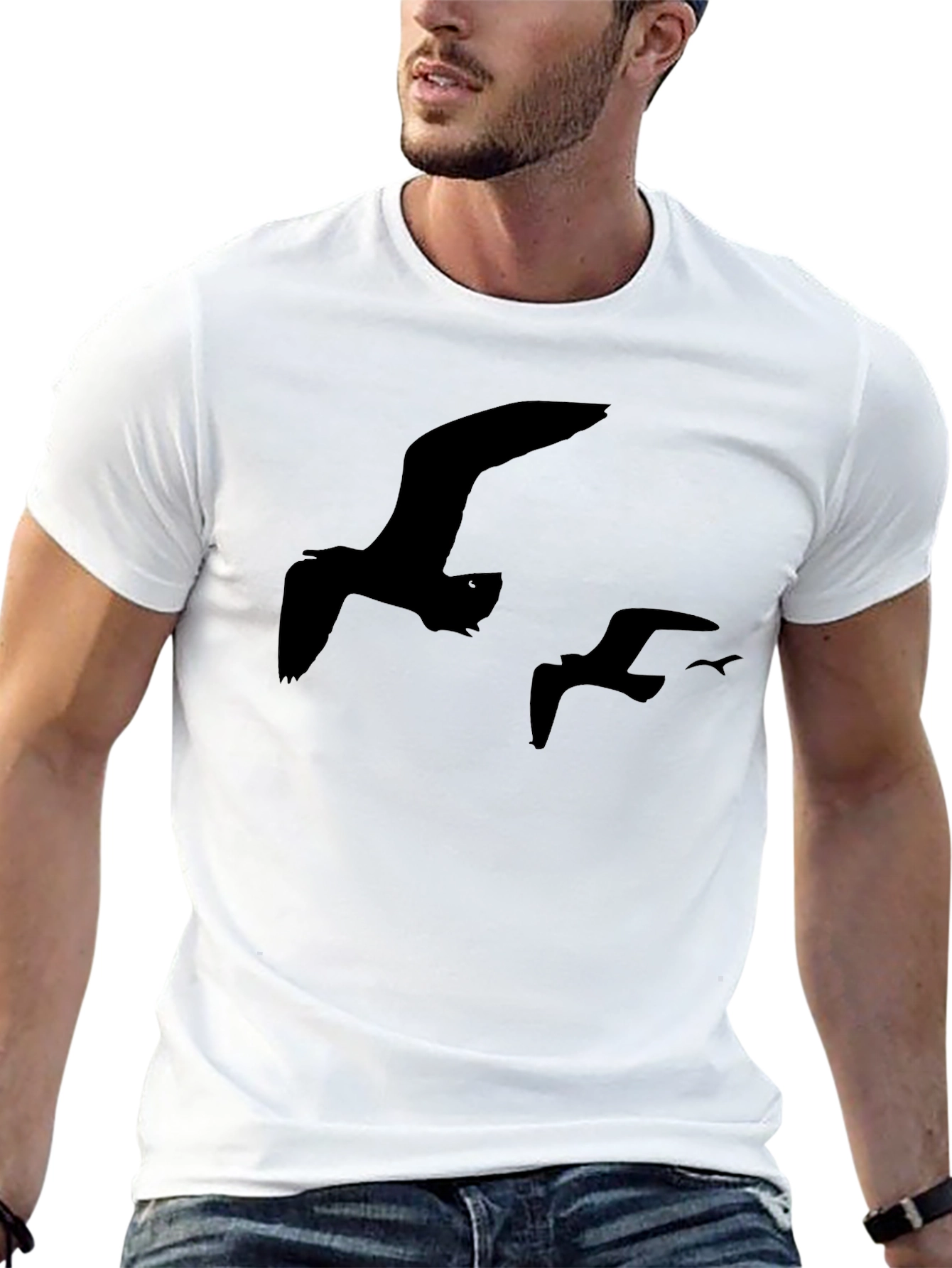 Black Seagull Silhouette T-Shirt