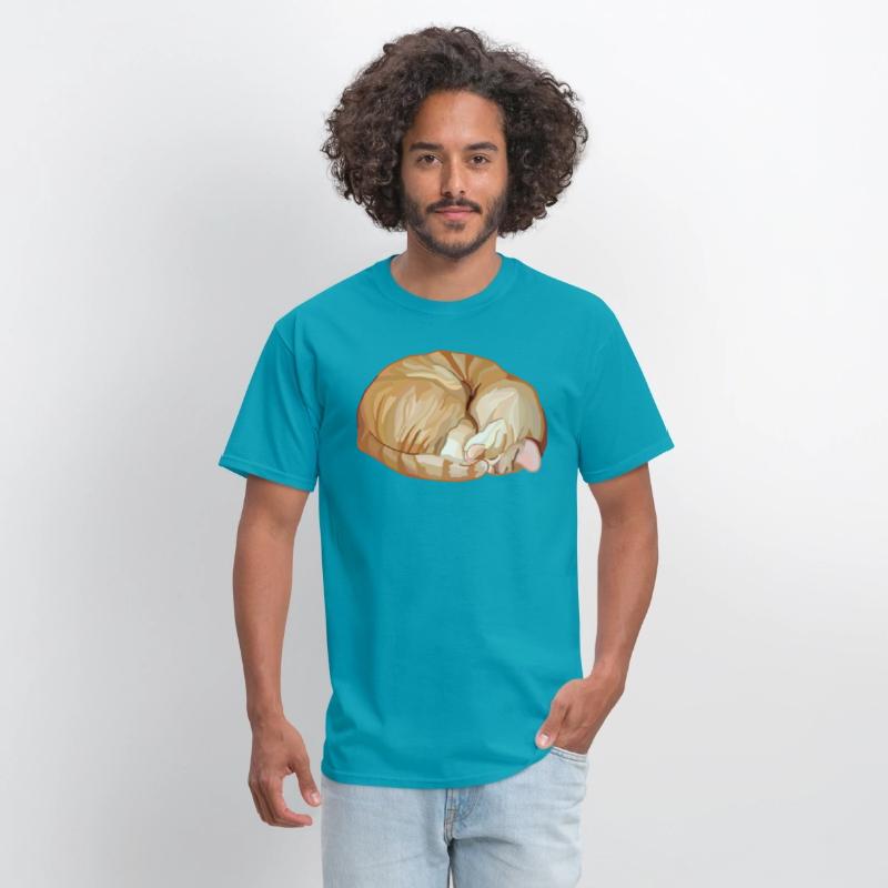 Sleeping Curled Orange Ginger Tabby Cat