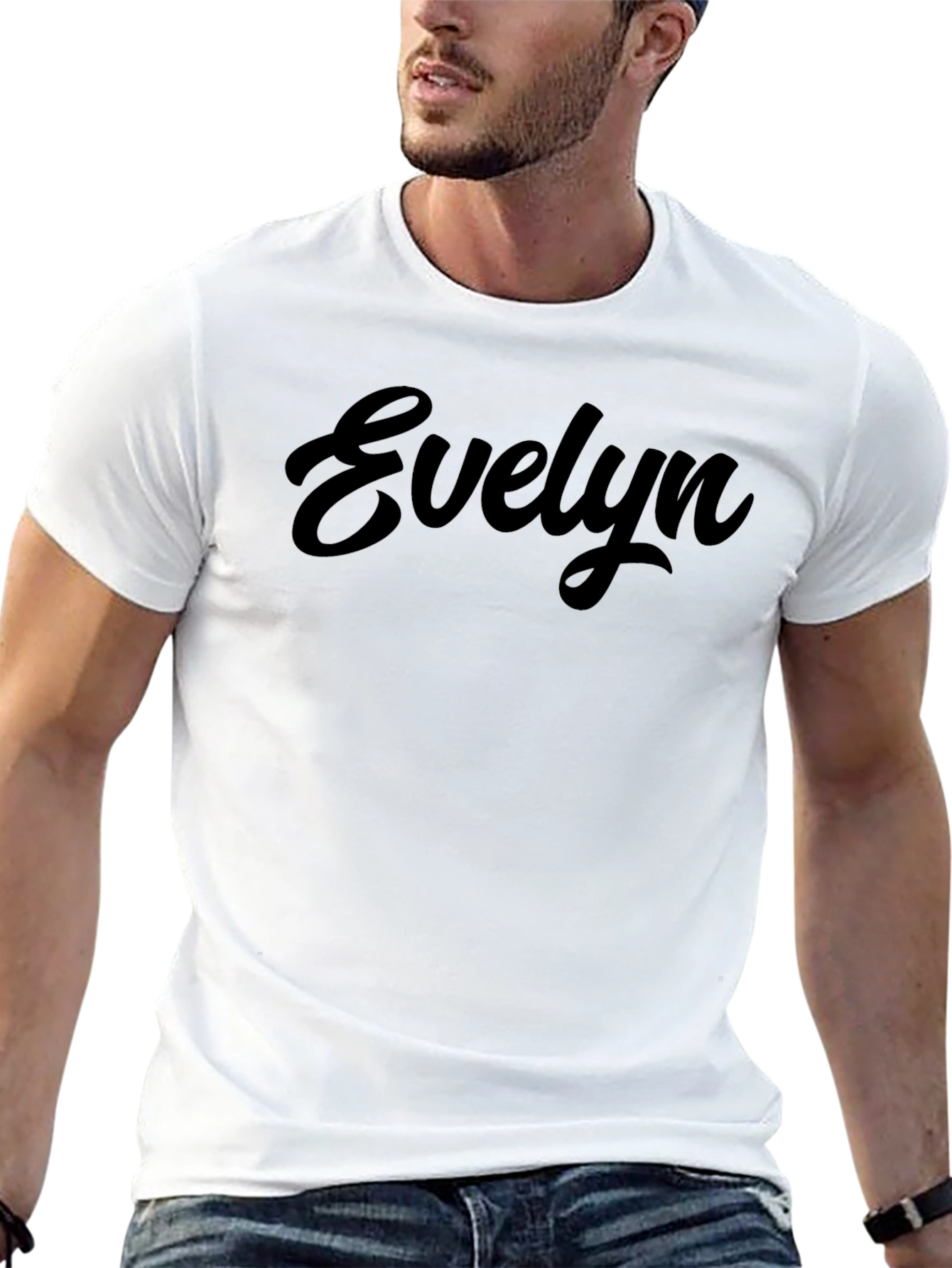 Evelyn Script Black T-Shirt - Casual Cotton Tee