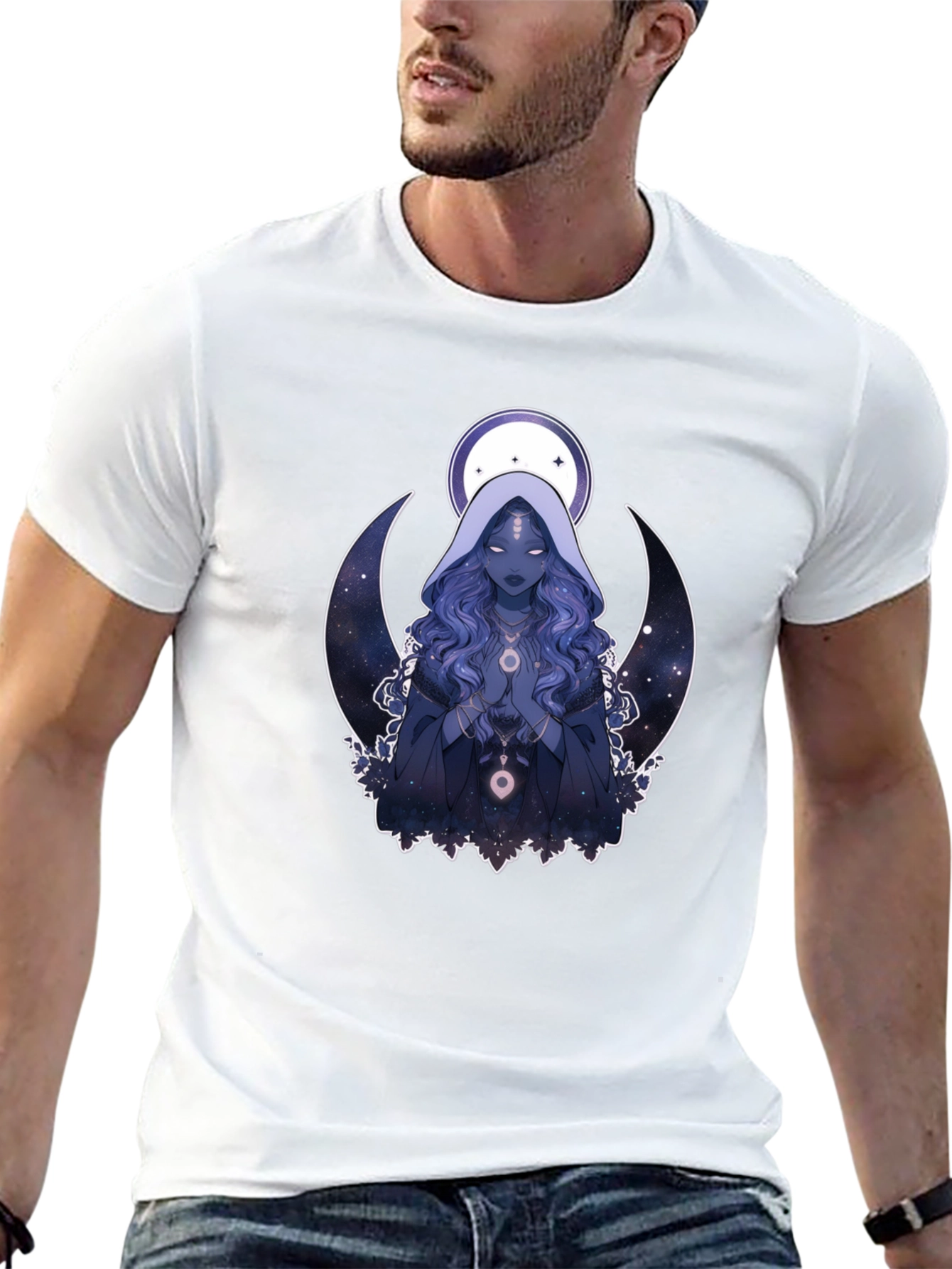 Celestial Crescent Moon T-Shirt - Unisex Black Tee