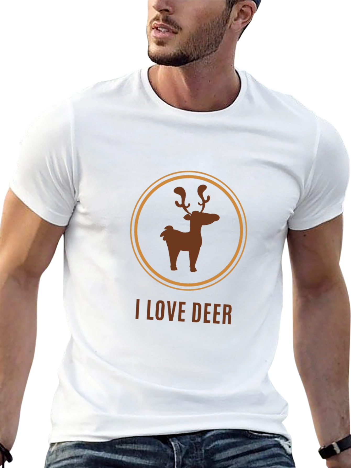 I Love Deer Graphic Tee - Black Cotton Blend