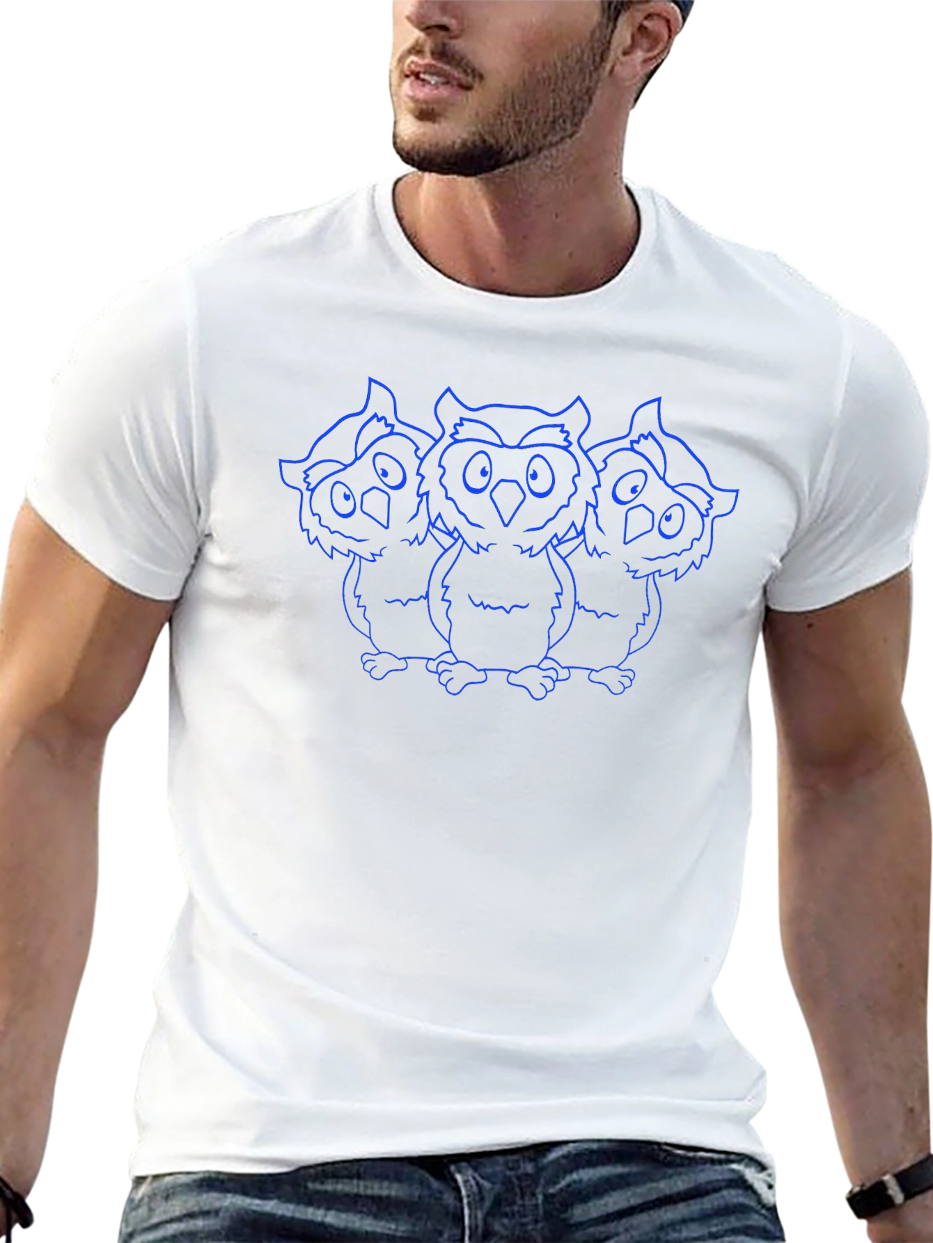 Three Owl Outline Graphic T-Shirt