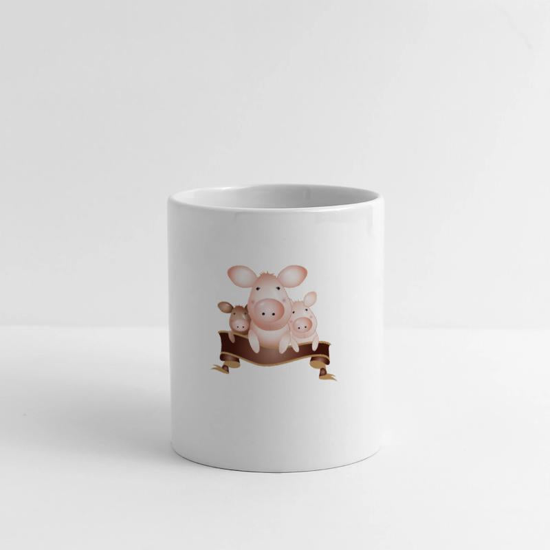 three adorable cute pigs with banner