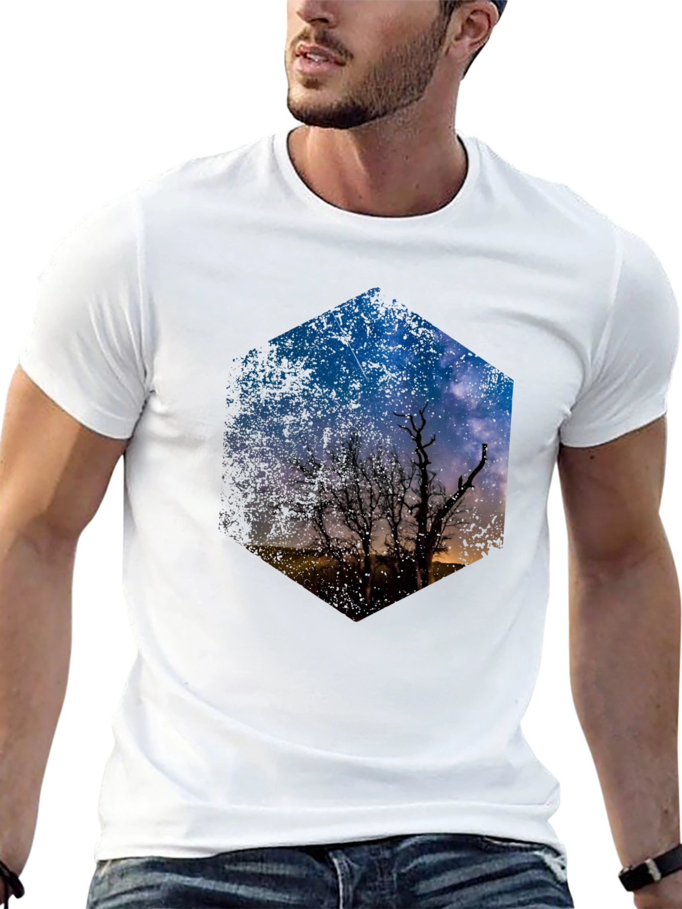 Night Sky Hexagon Graphic T-Shirt