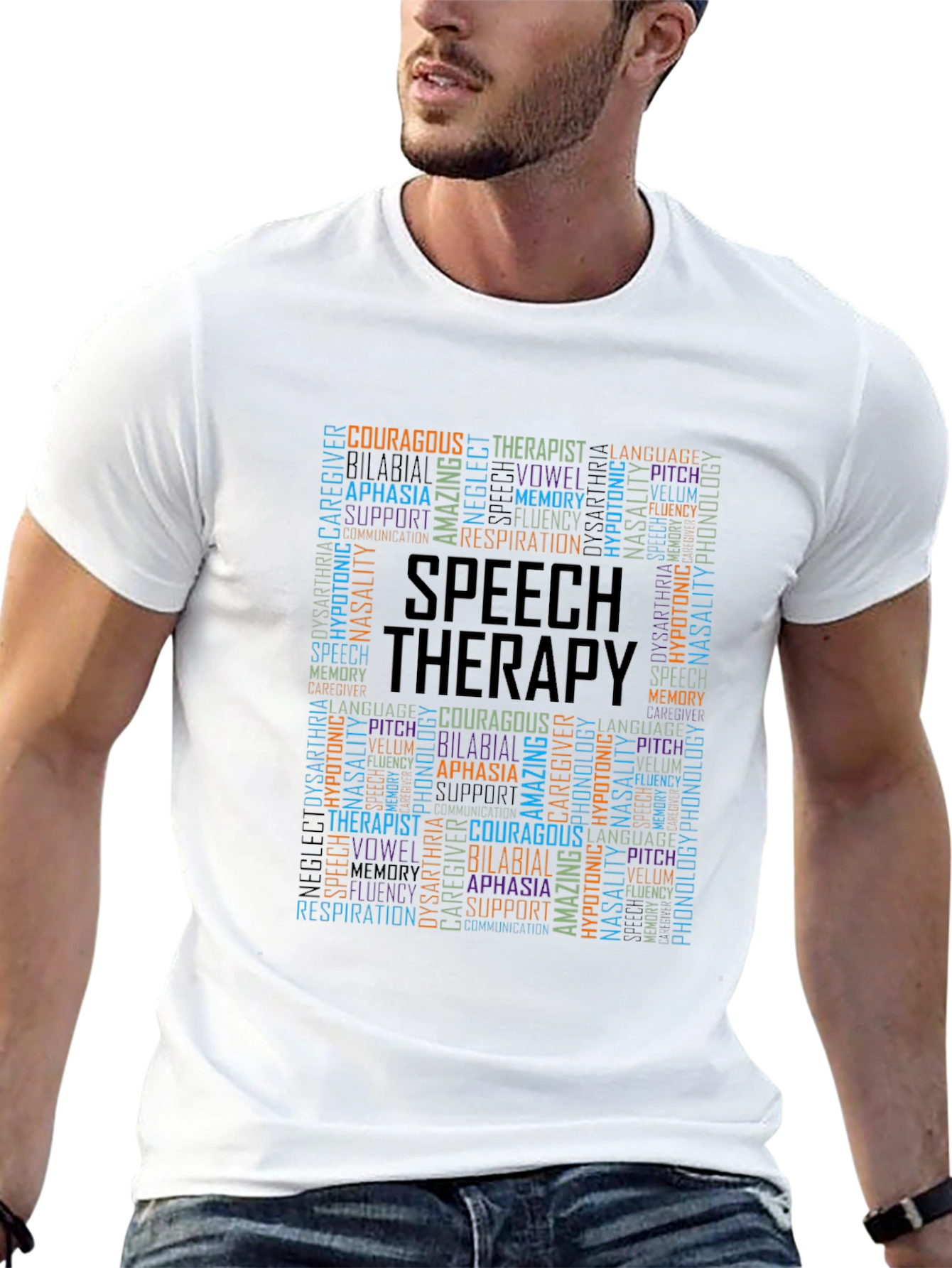Speech Therapy Word Cloud Black T-Shirt