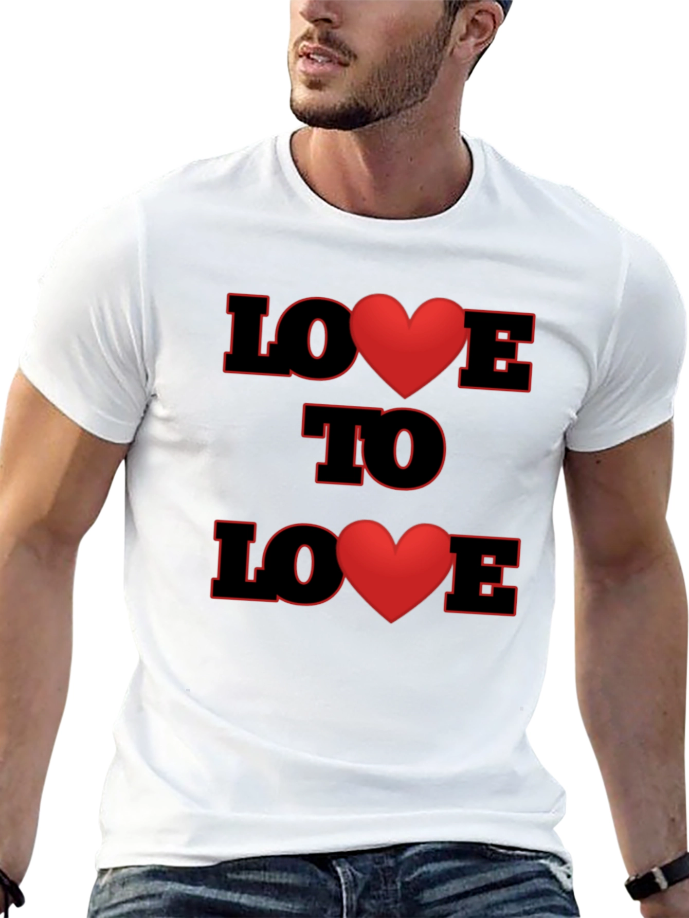 Love to Love Heart Graphic Black T-Shirt
