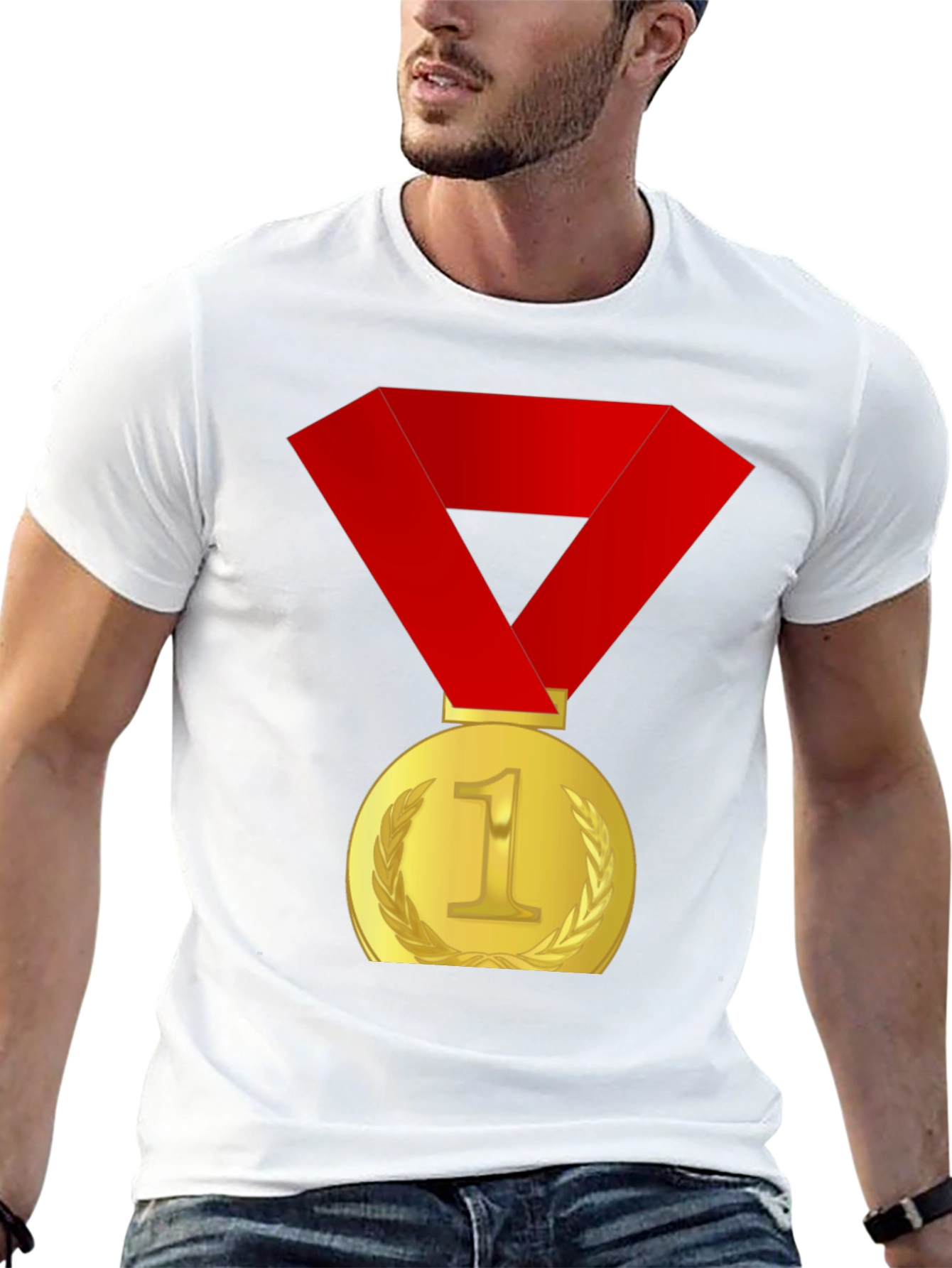 Winners Medal Graphic Tee - Black Cotton T-Shirt