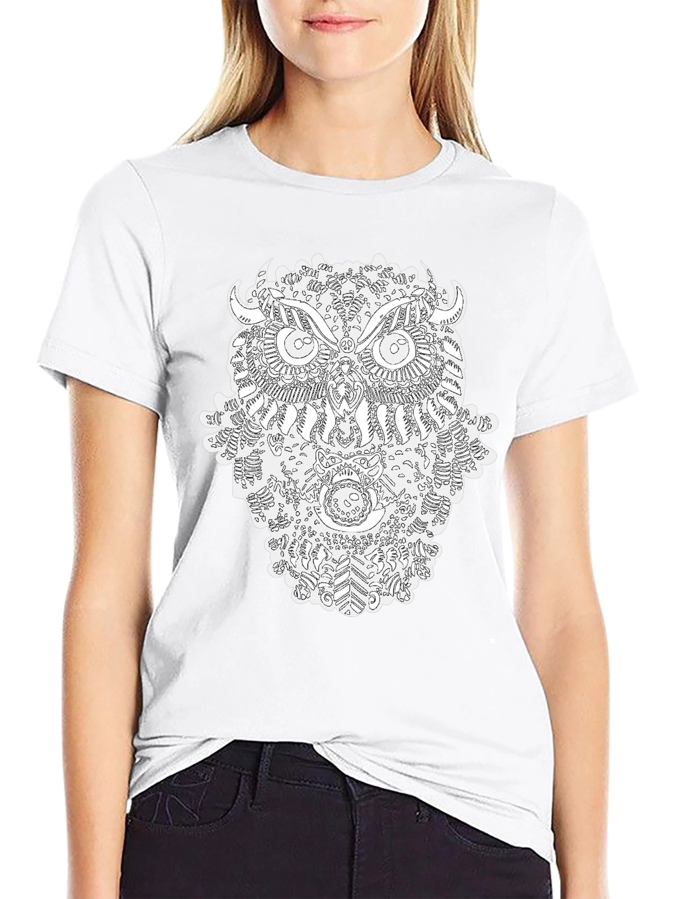 Owl Mandala Graphic Print T-Shirt