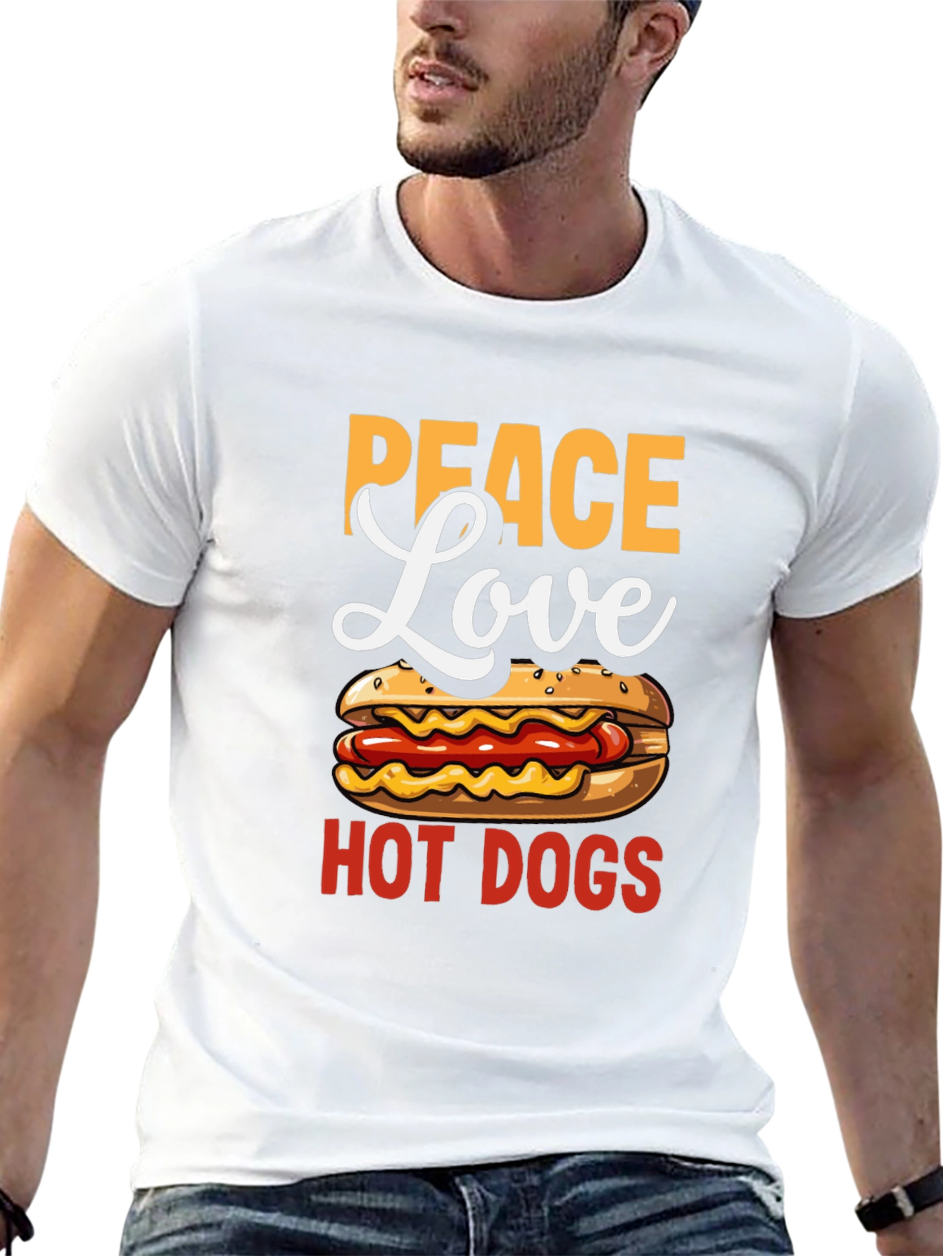 Peace Love Hot Dogs T-Shirt - Novelty Graphic Tee