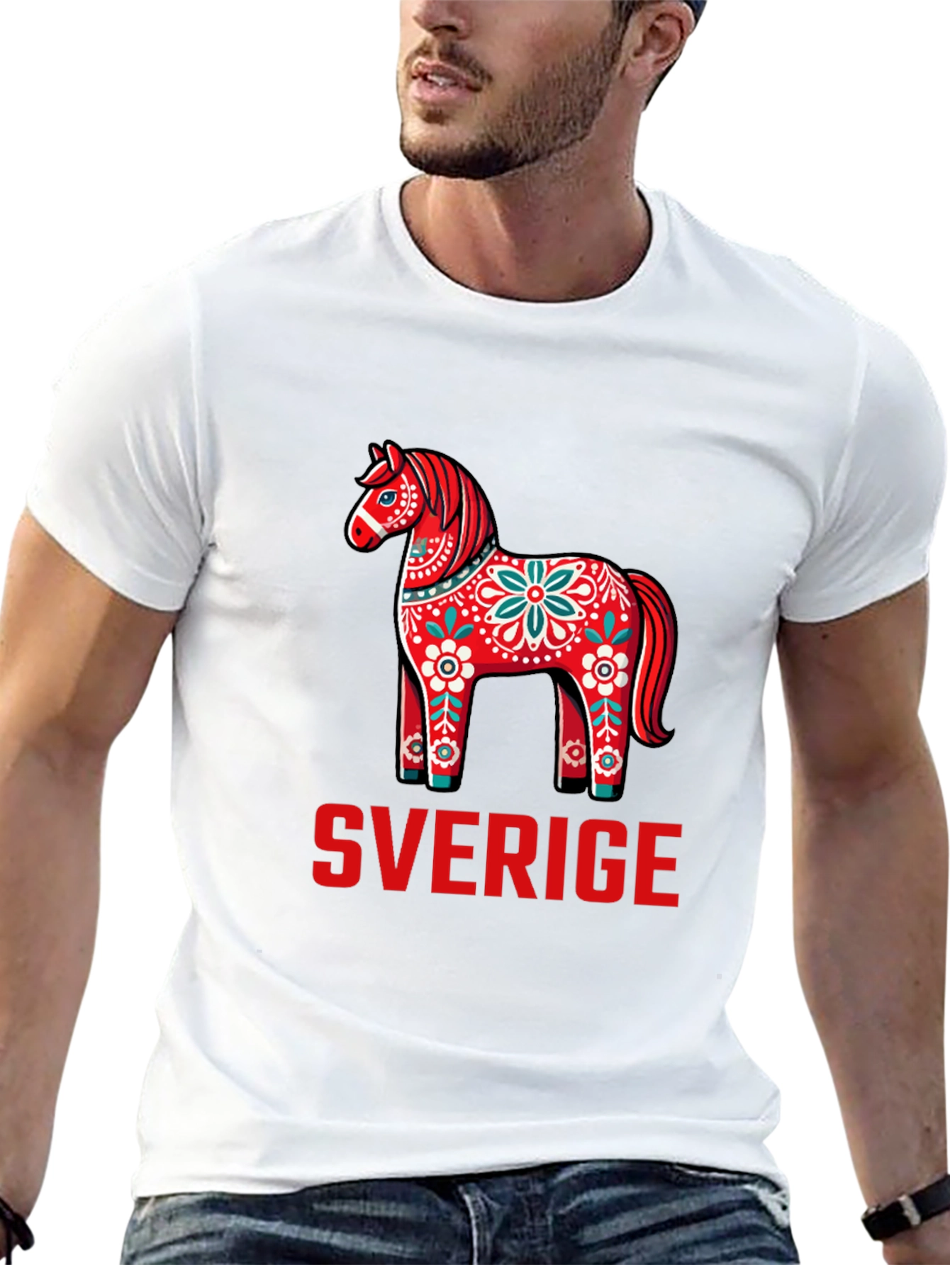 Sweden Dala Horse T-Shirt - Sverige Graphic Tee