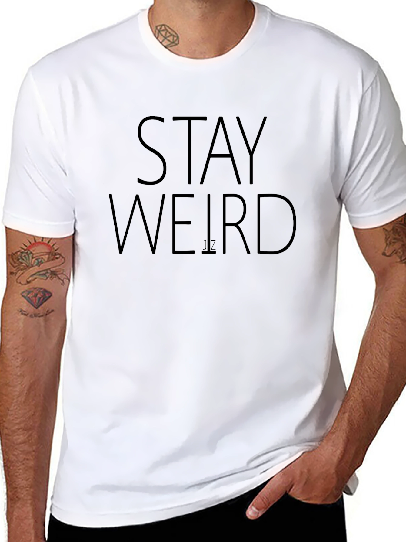 Stay Weird Graphic Tee - Black Cotton T-Shirt