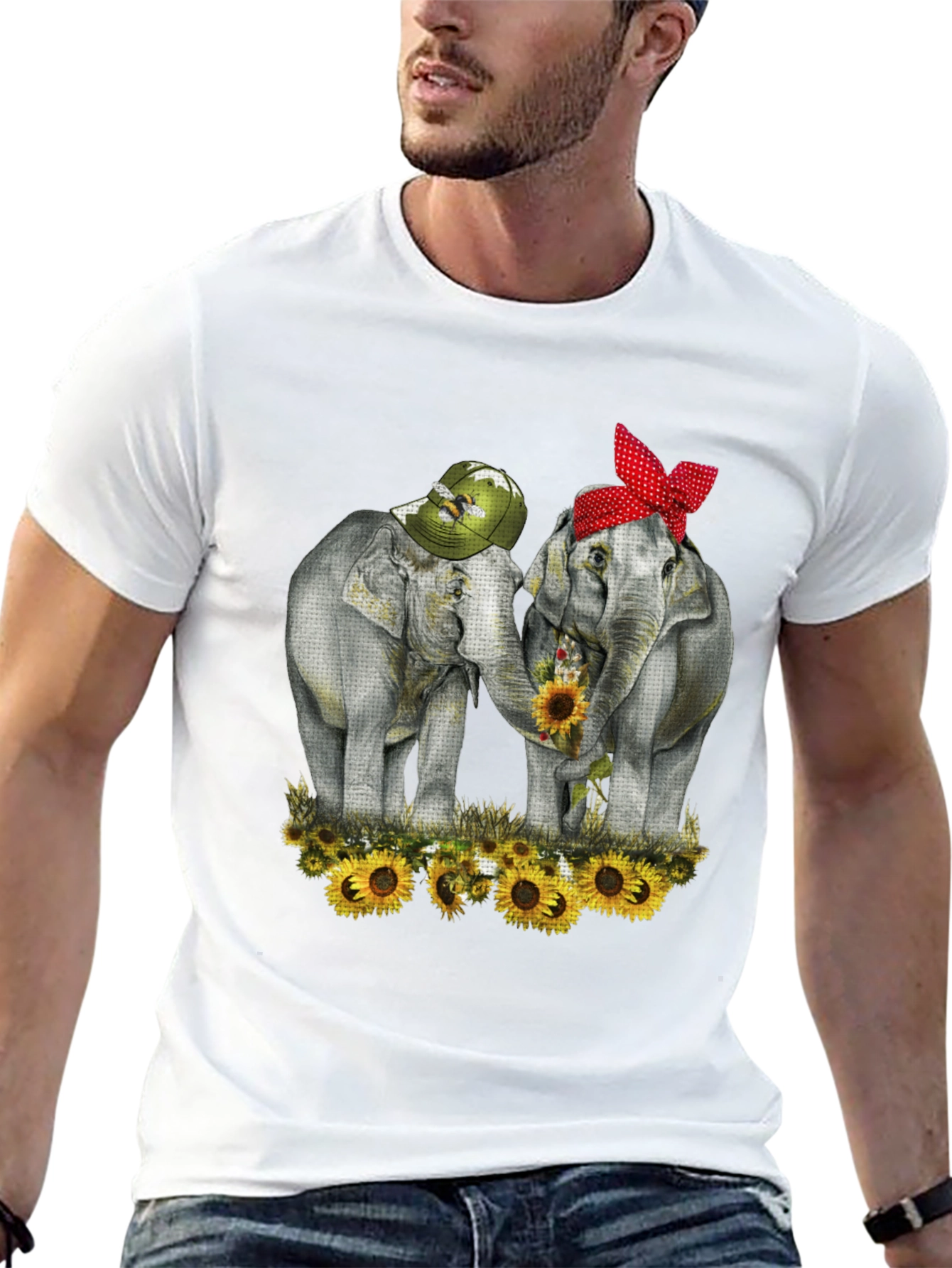 Elephant Sunflower Graphic Tee