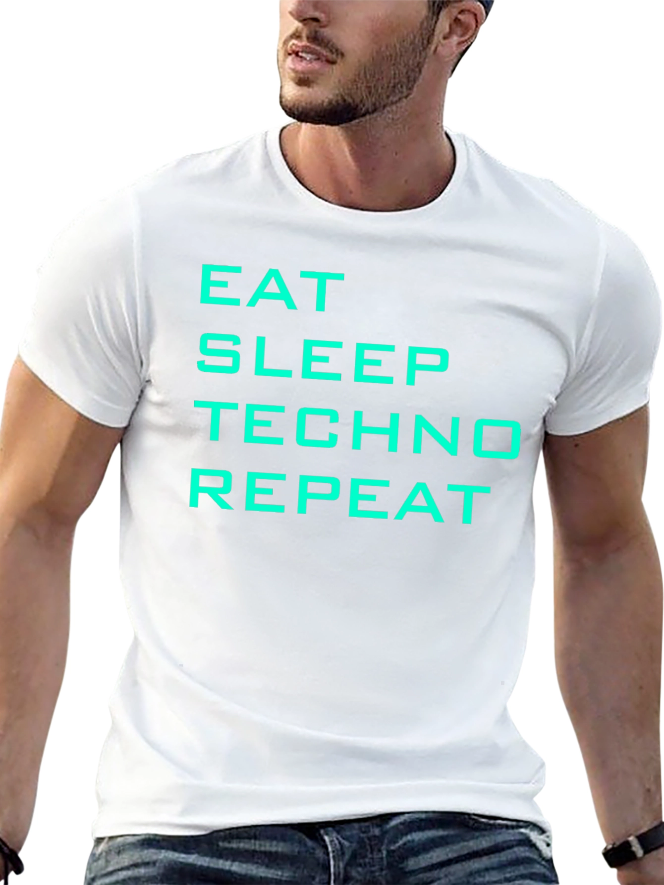 Eat Sleep Techno Repeat Black Graphic T-Shirt