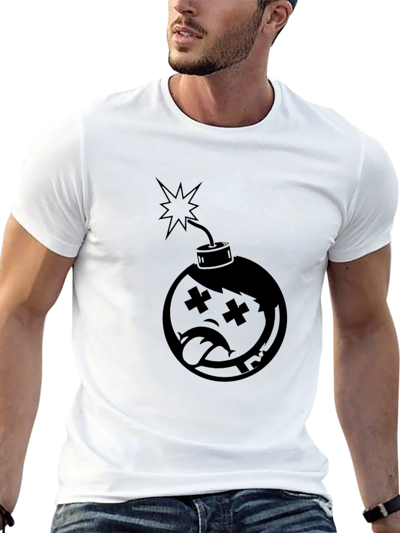Bomb Character Graphic T-Shirt - Black