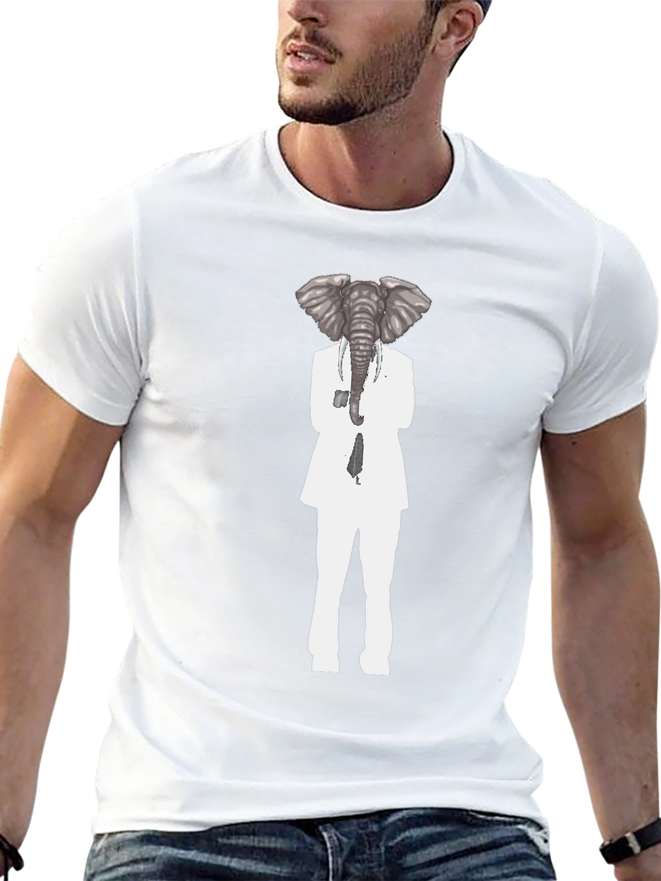 Elephant Head Suit T-Shirt - Unique Animal Graphic Tee
