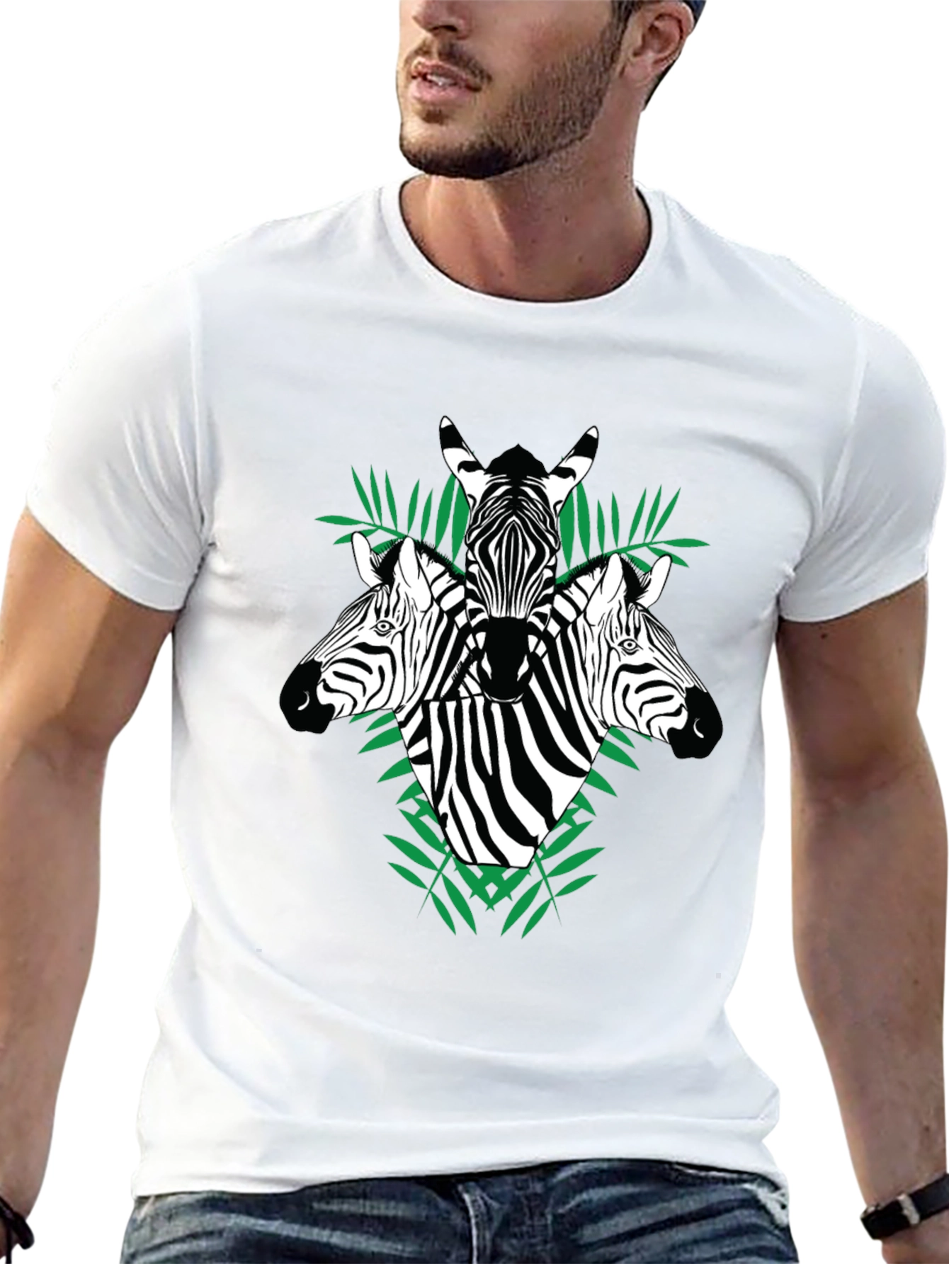 Zebra Graphic Tee - Black Cotton Crew Neck T-Shirt