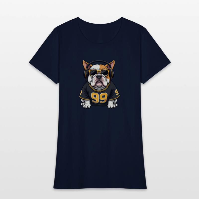 Vector graphic of a Hip-Hop Bulldog with headphone
