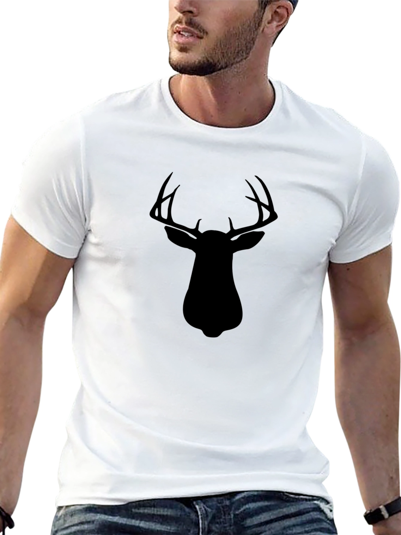 Mens Black Deer Silhouette Graphic T-Shirt