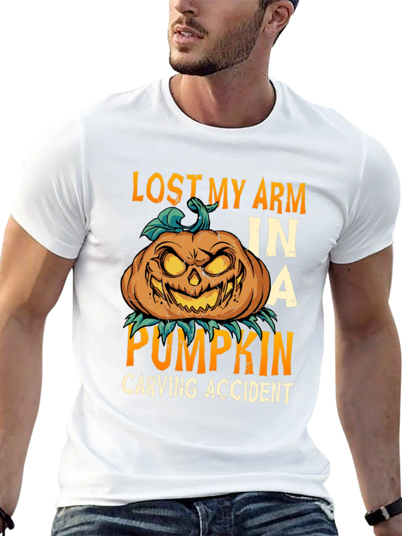 Lost Arm Pumpkin Carving Accident Tee