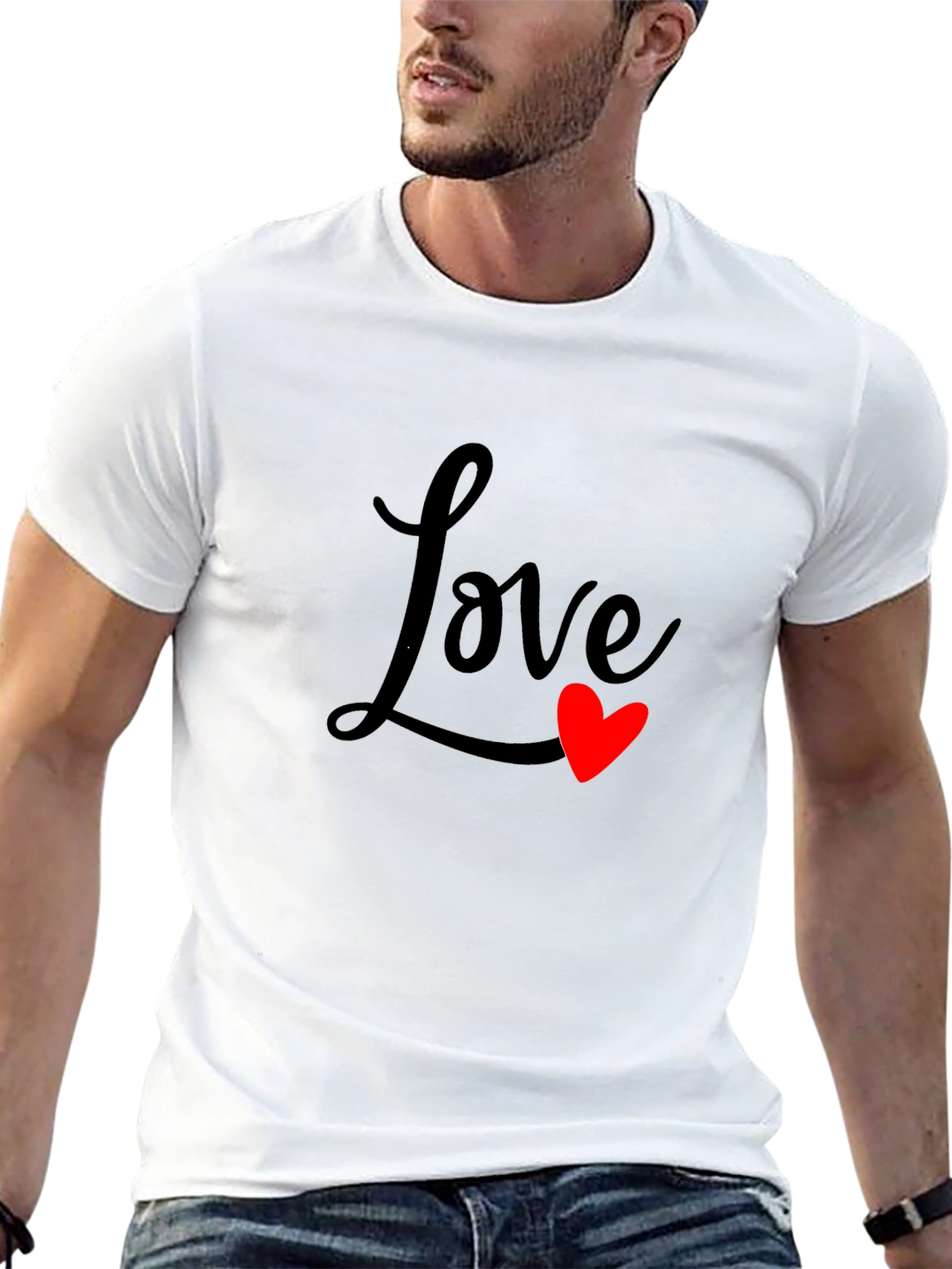 Love Heart Graphic Black T-Shirt
