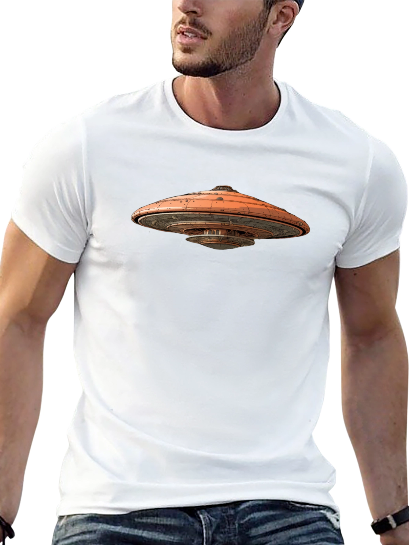UFO Graphic Black T-Shirt - Sci-Fi Tee