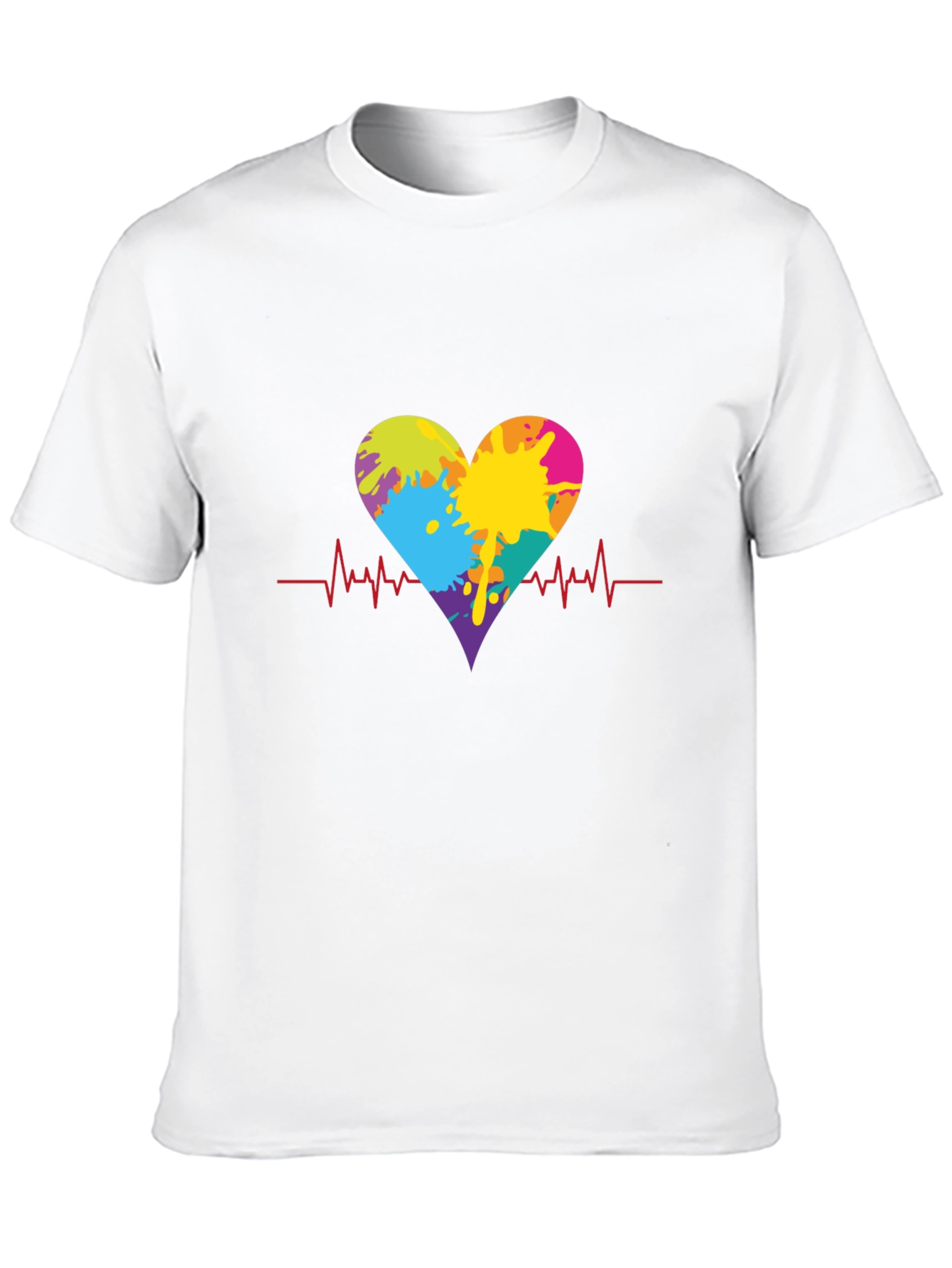 Heartbeat Paint Splatter Graphic Tee - Black