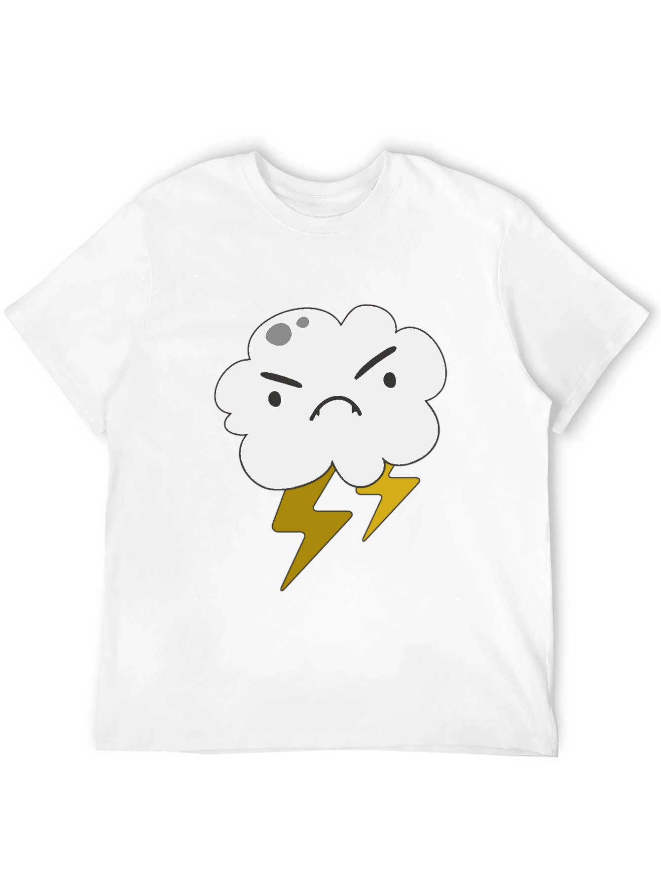 Angry Cloud Lightning Bolt Graphic Black T-Shirt