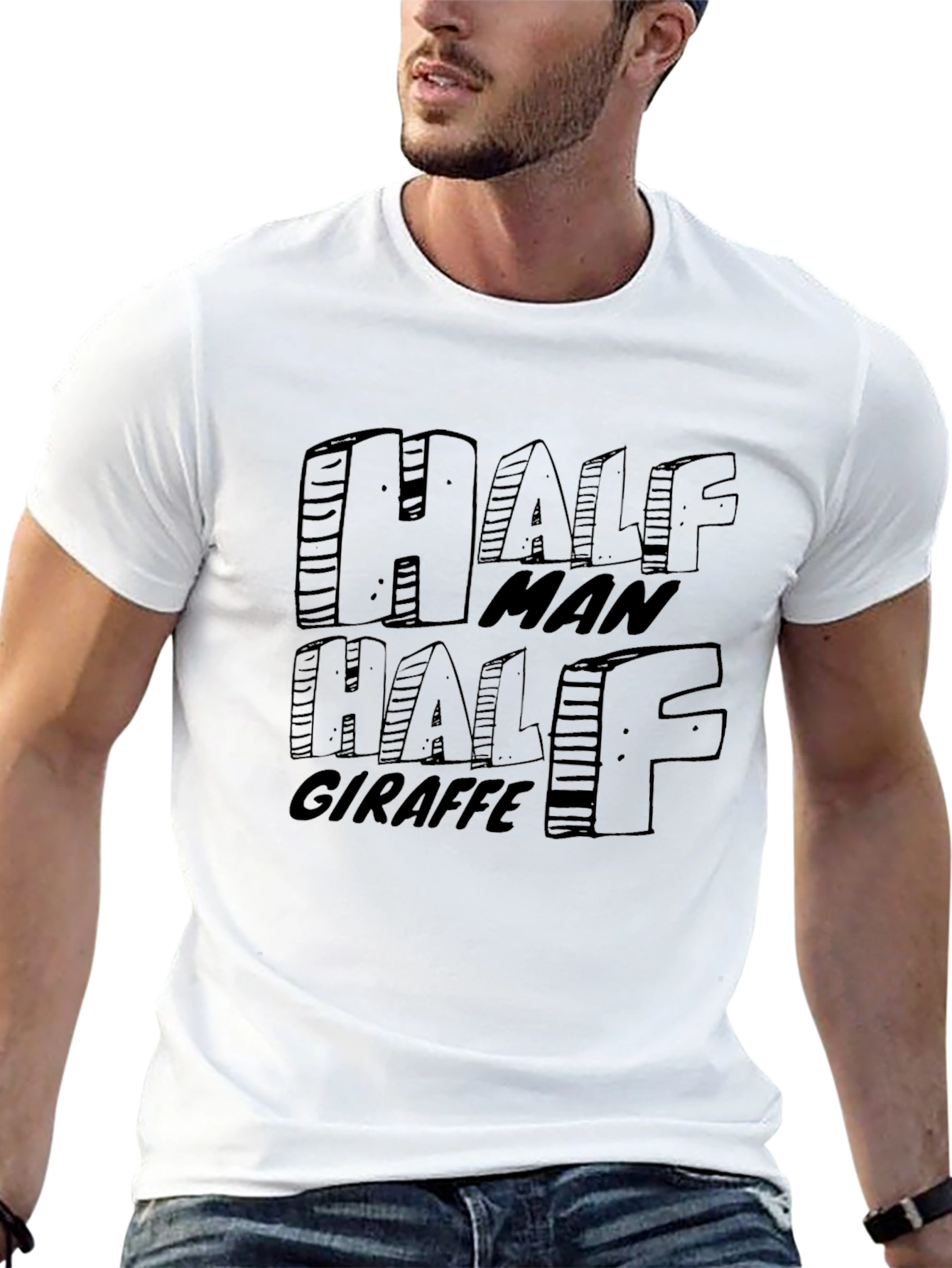 Half Man Half Giraffe Black Graphic T-Shirt