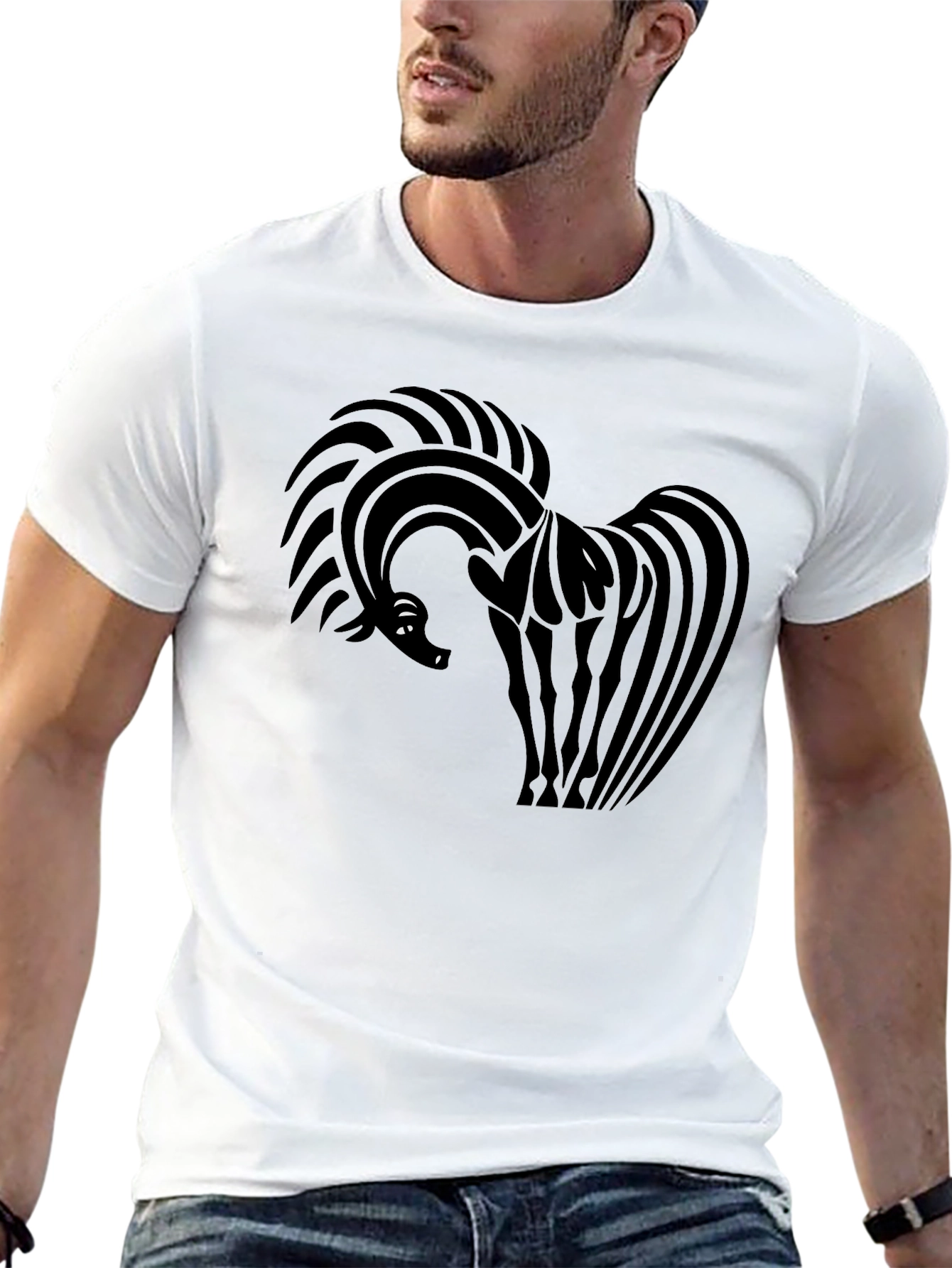 Abstract Horse Graphic Black T-Shirt