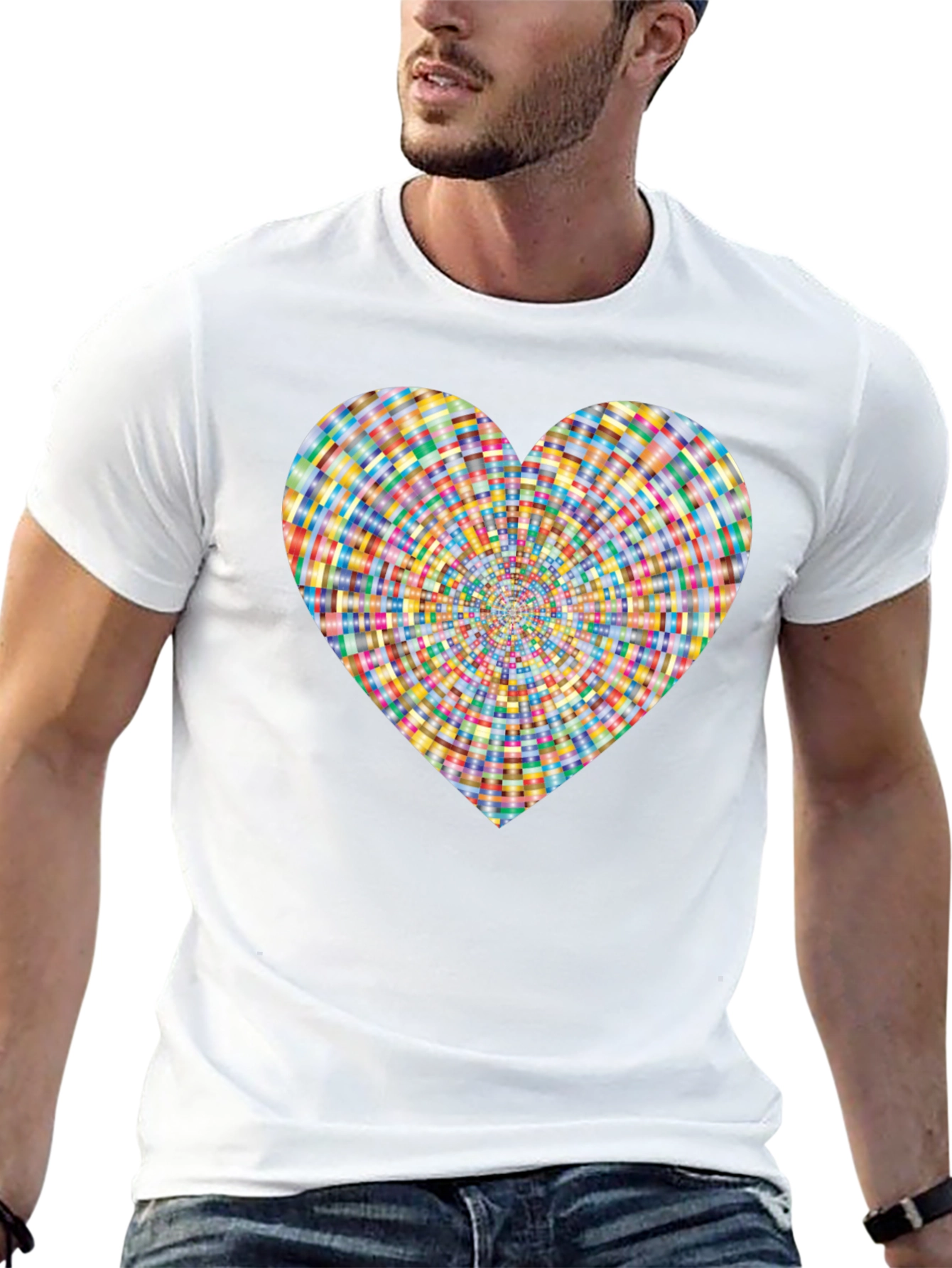 Heart Pattern Black T-Shirt