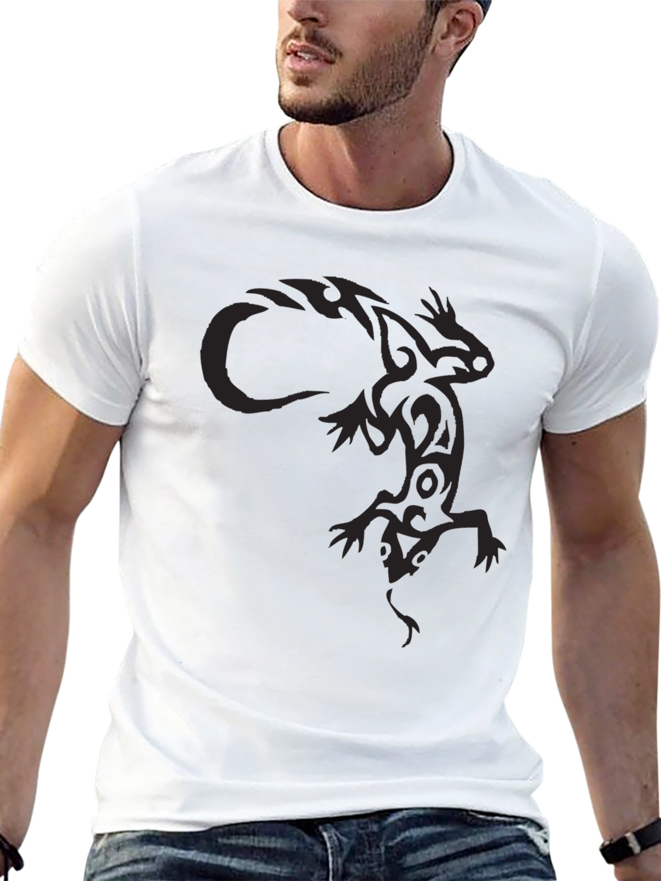 Tribal Lizard Graphic Black T-Shirt