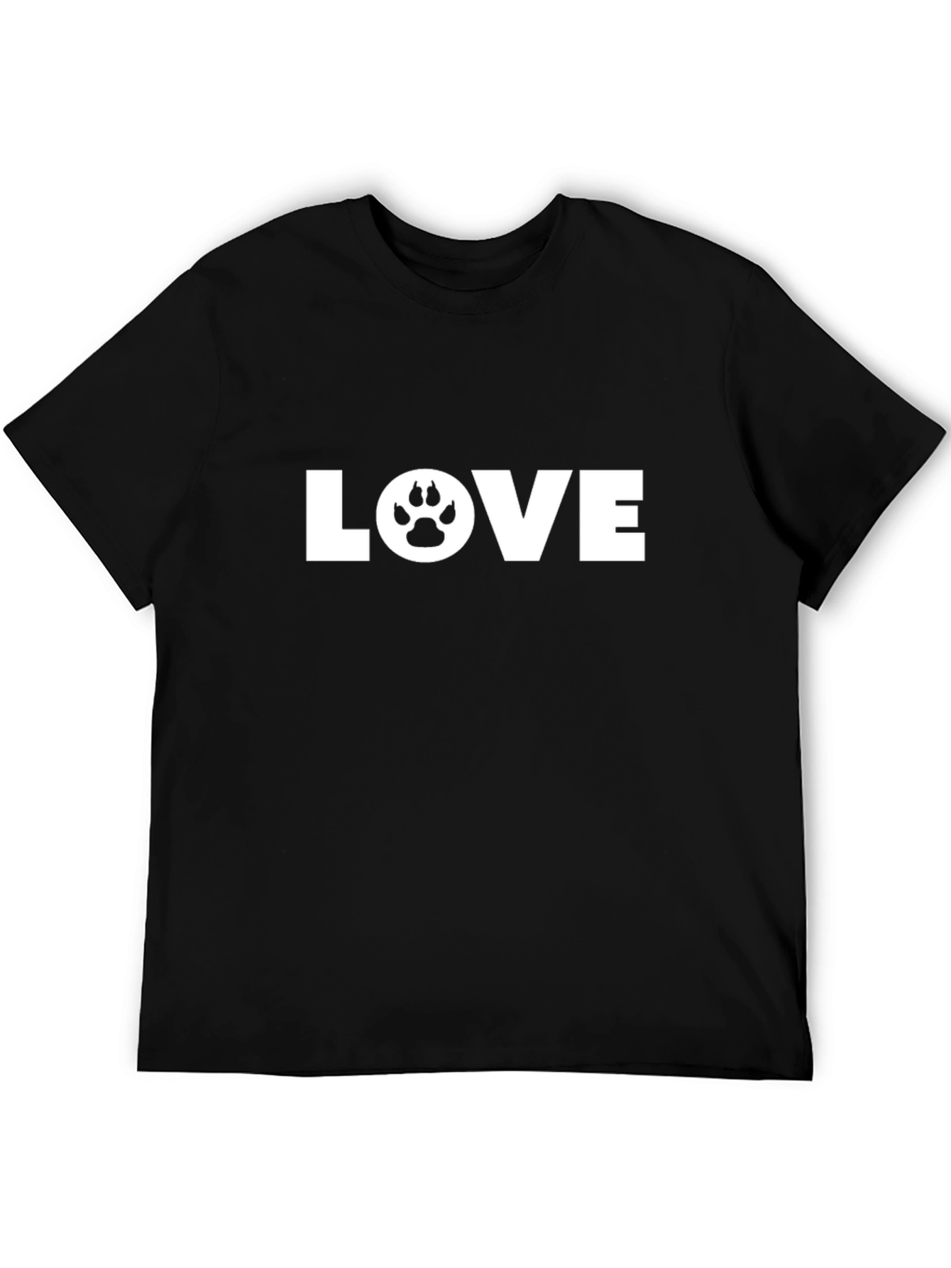 Love Paw Print Graphic Tee - Black Cotton T-Shirt