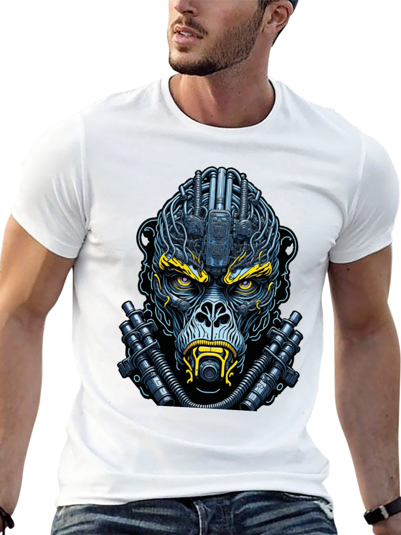Cyberpunk Gorilla T-Shirt - Futuristic Ape Design