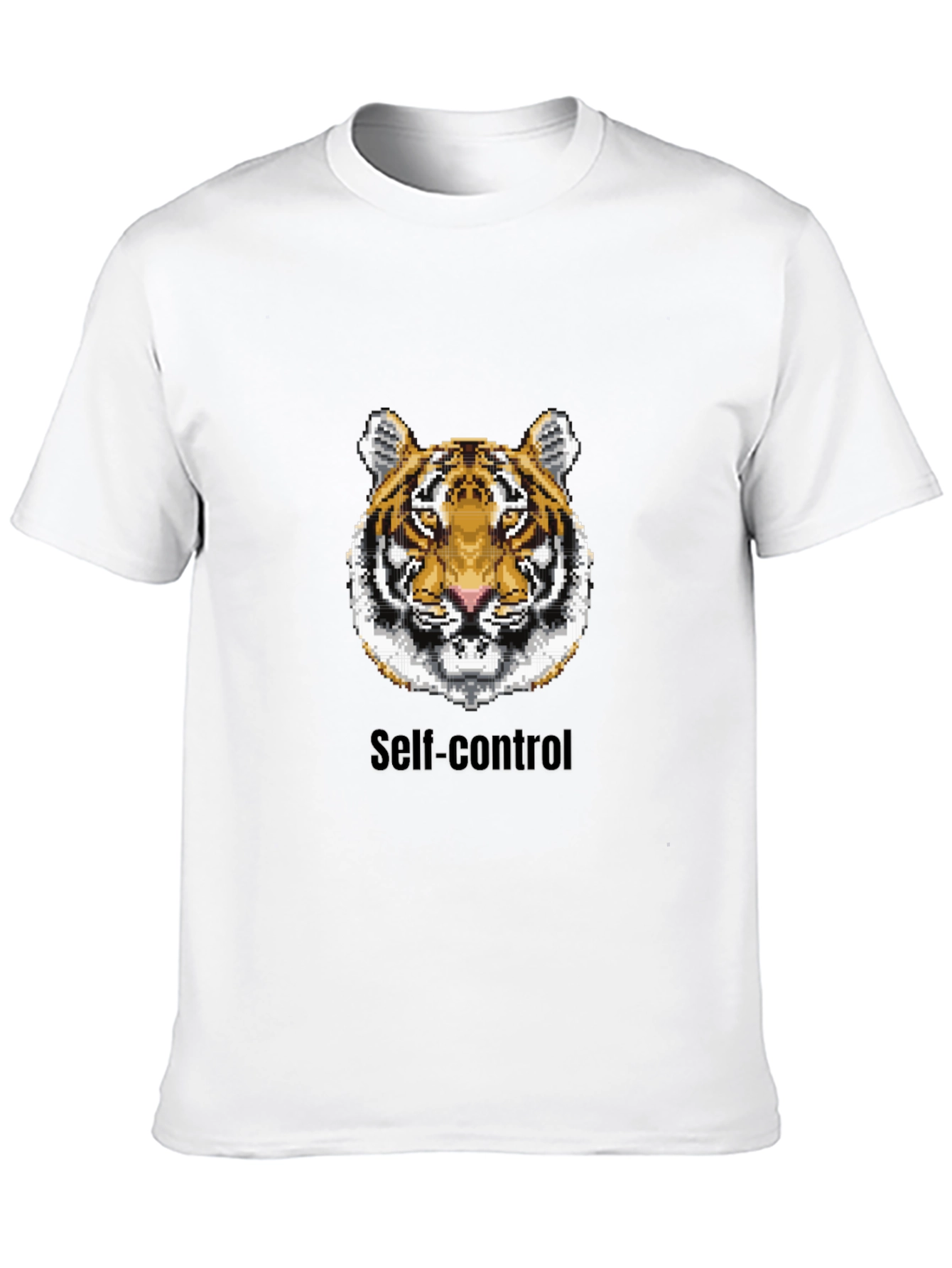 Pixelated Tiger T-Shirt: Self-Control Design