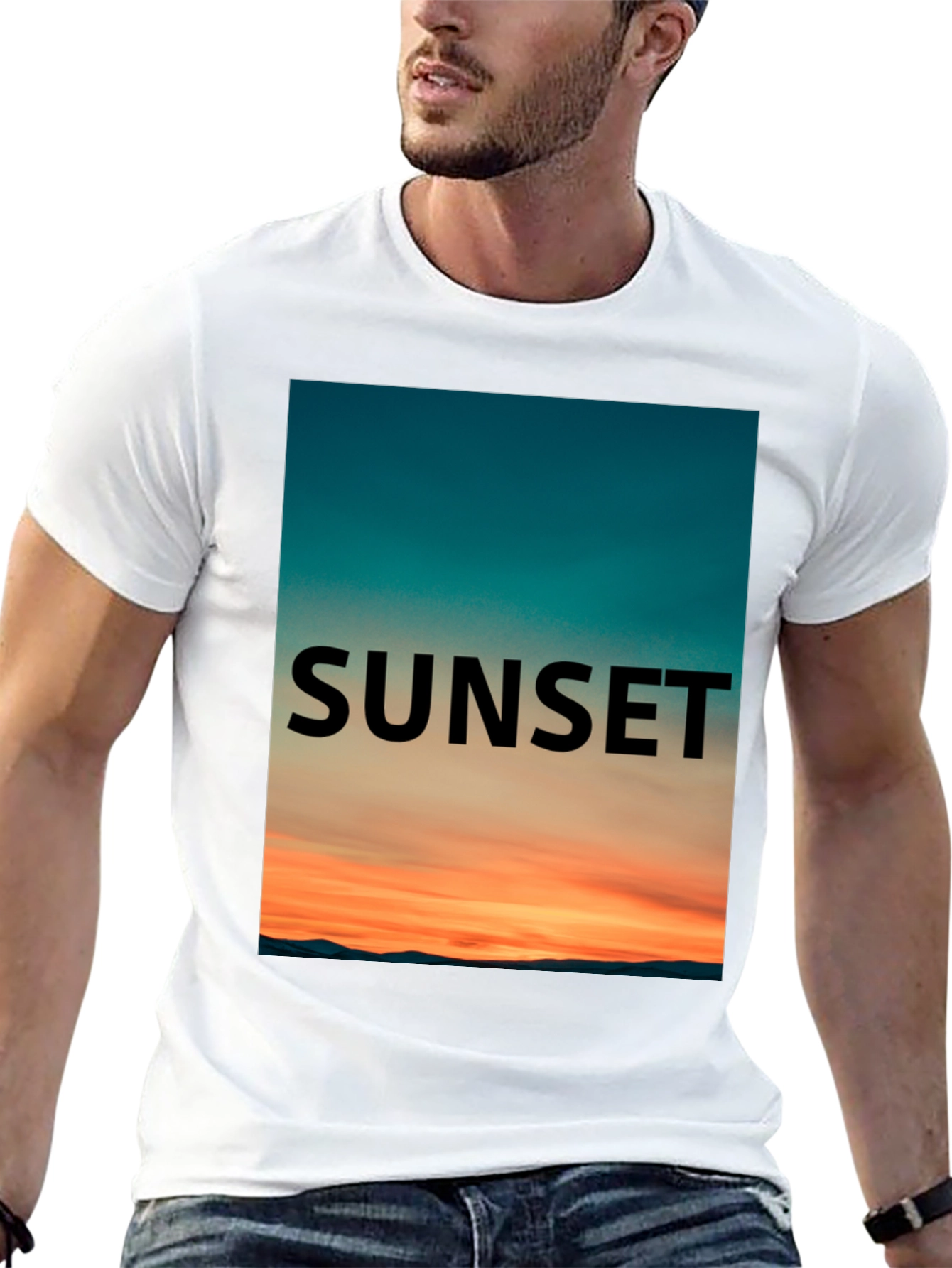 Sunset Graphic Tee - Black Cotton T-Shirt
