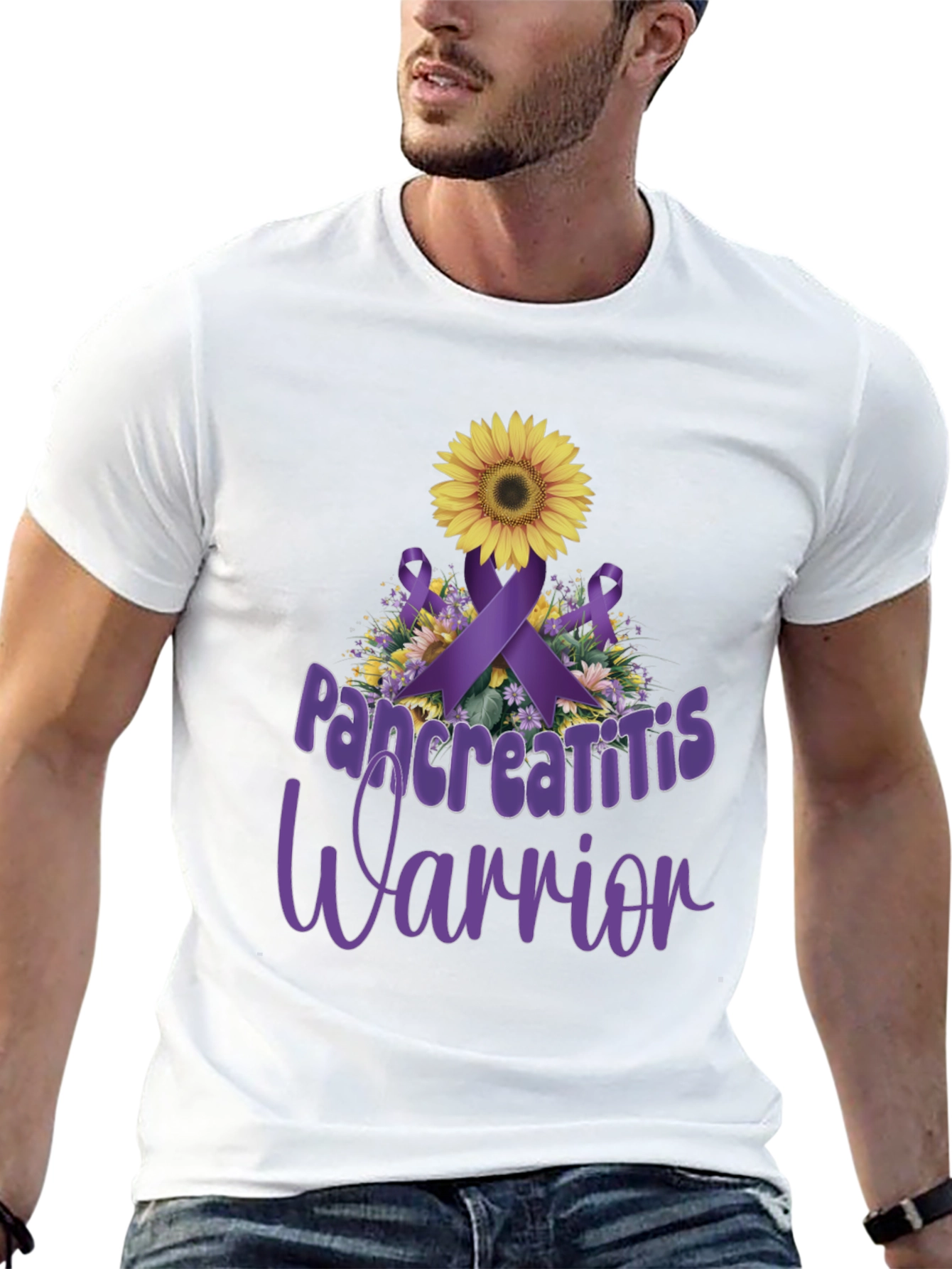 Pancreatitis Warrior Sunflower Ribbon T-Shirt