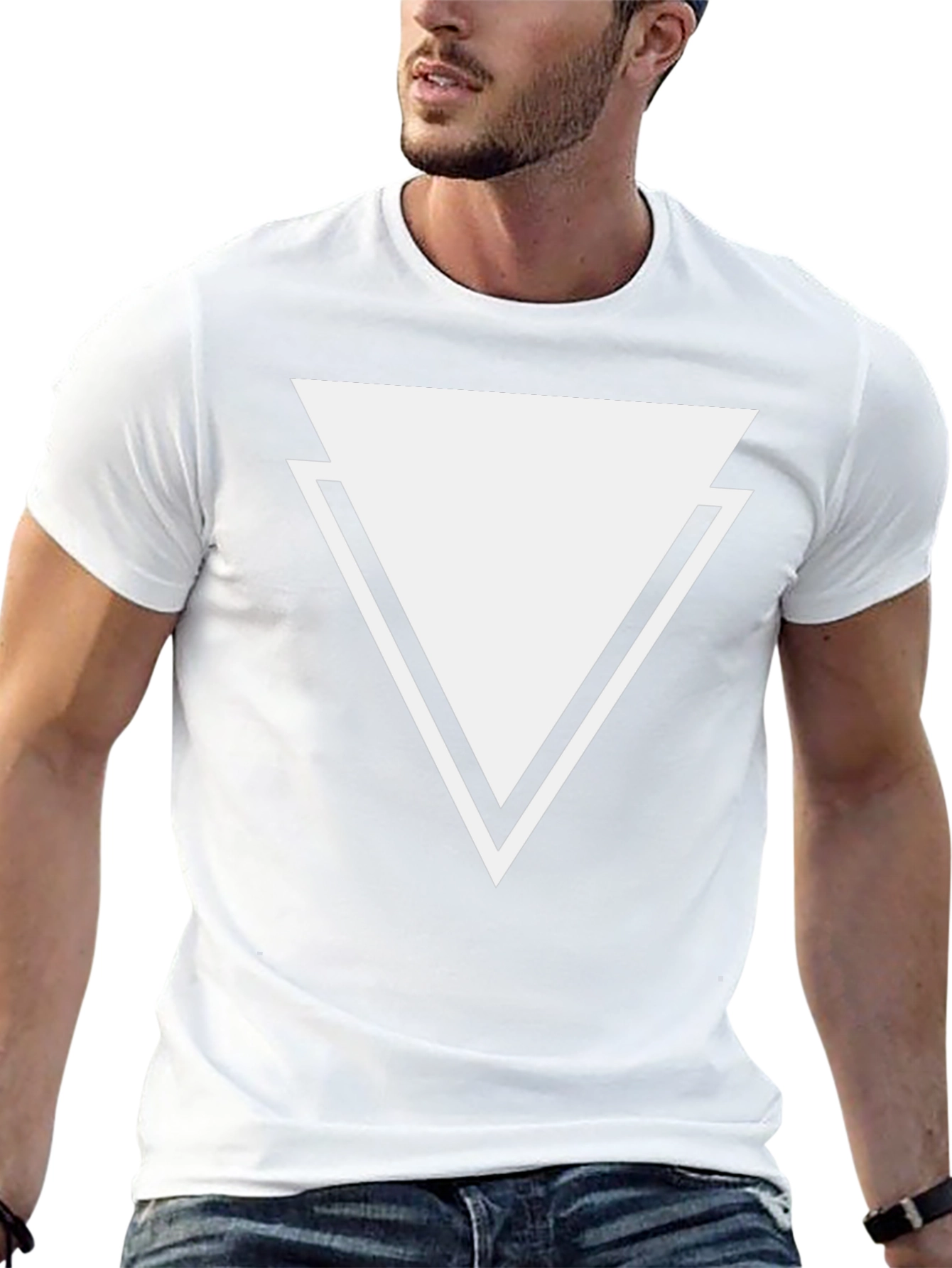 Mens Black T-Shirt - Geometric Triangle Design