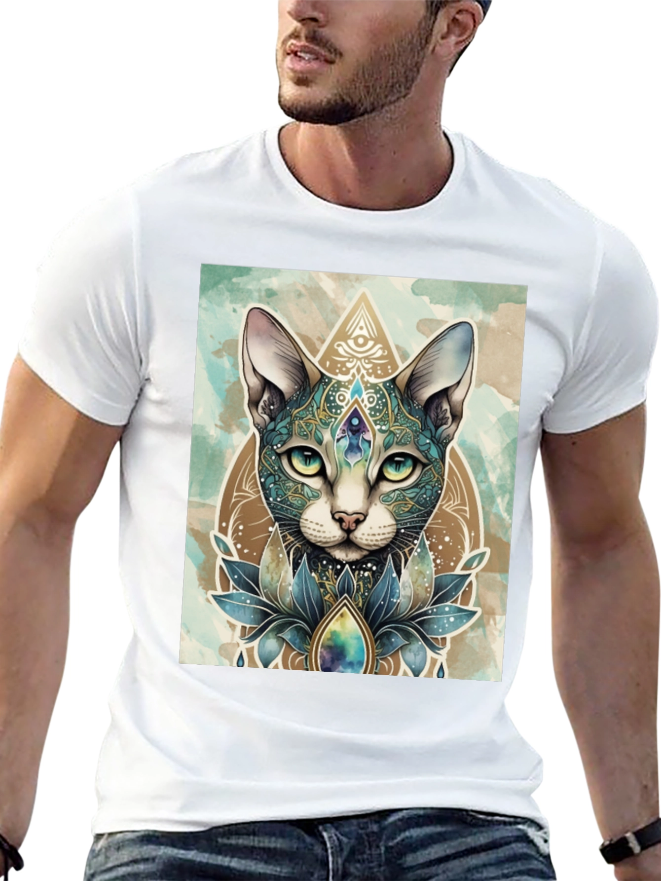 Mystic Cat T-Shirt - Artistic Animal Tee