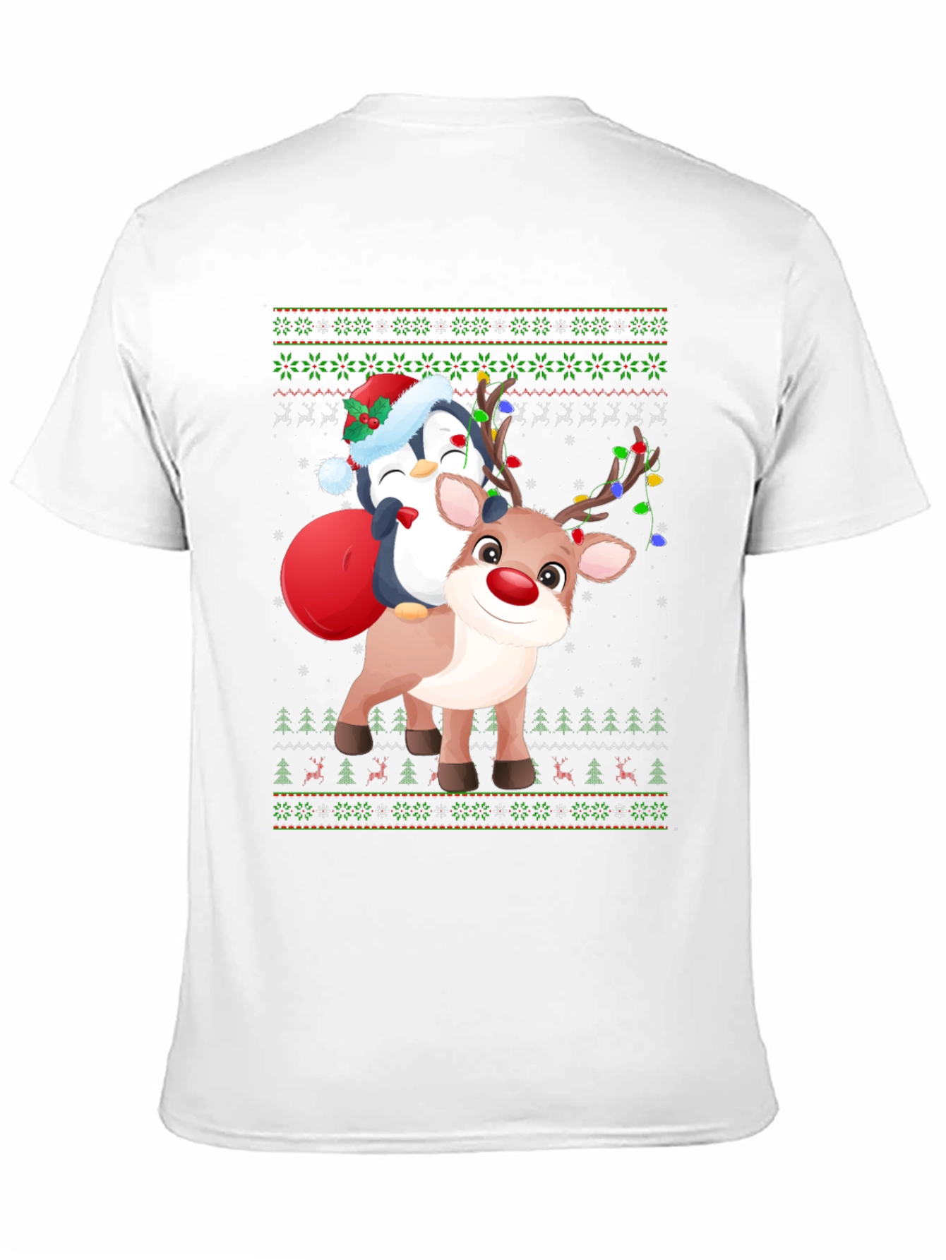 Festive Penguin Reindeer Christmas T-Shirt