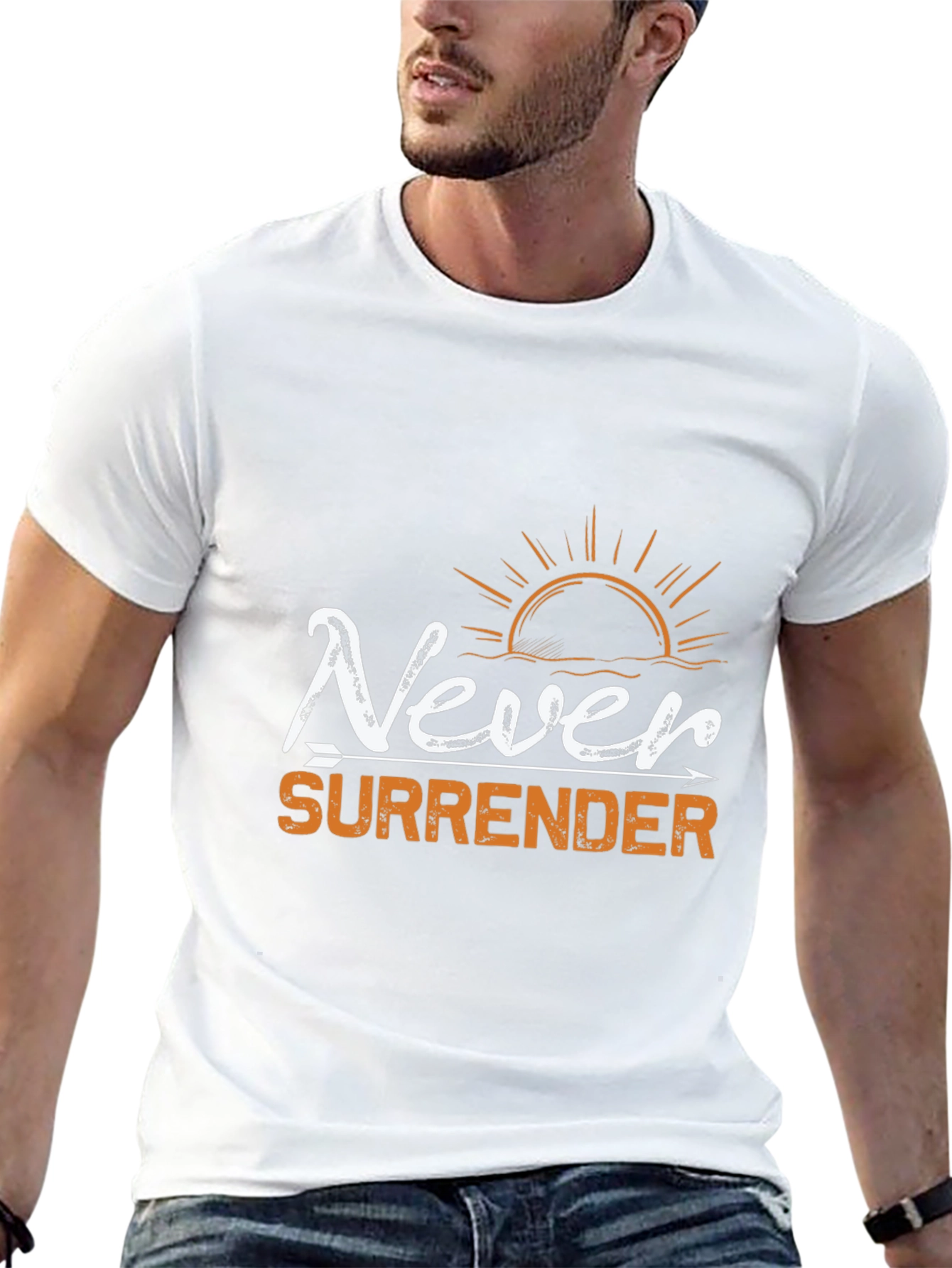 Never Surrender Graphic Print Black Tee