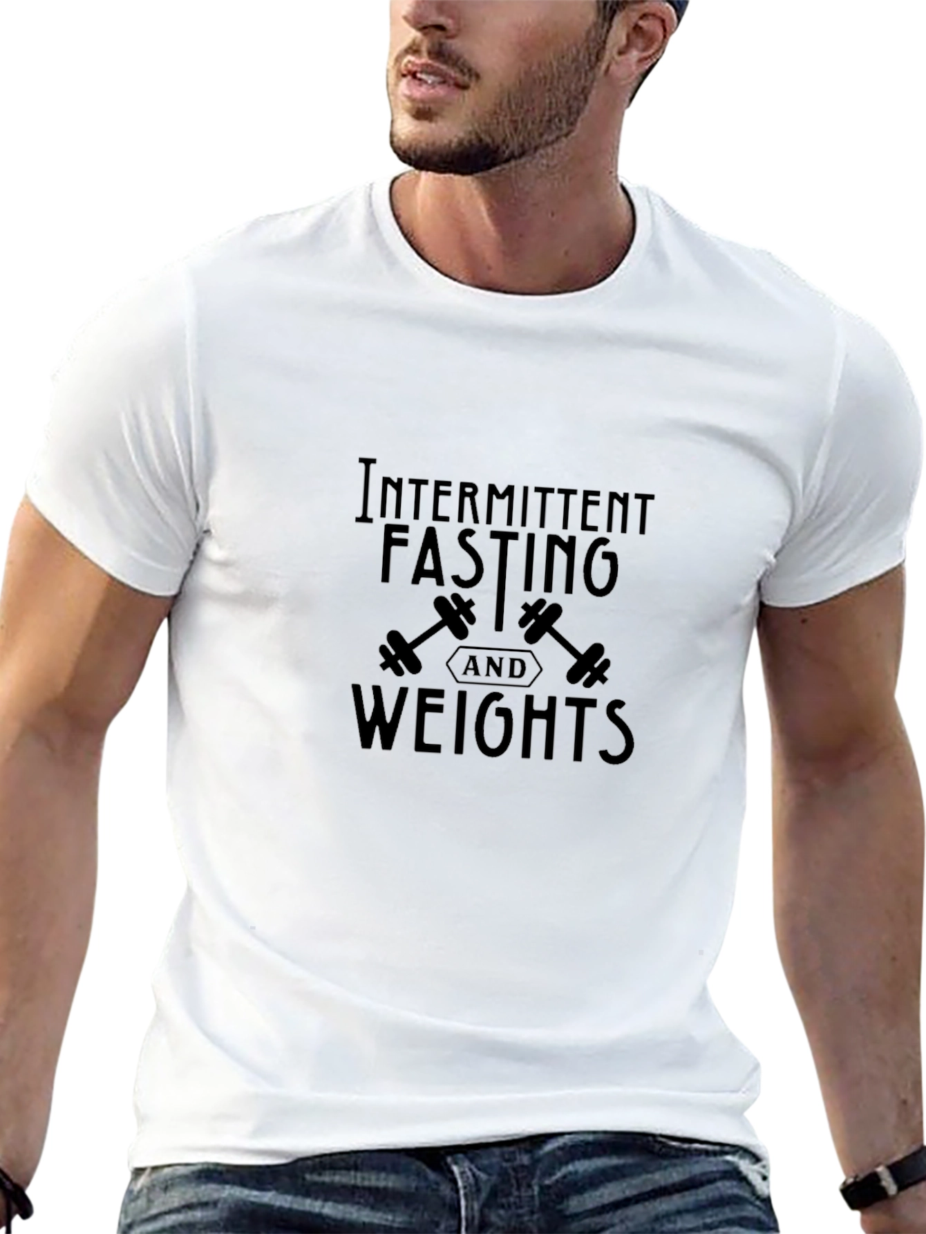 Intermittent Fasting Weights Black Graphic T-Shirt