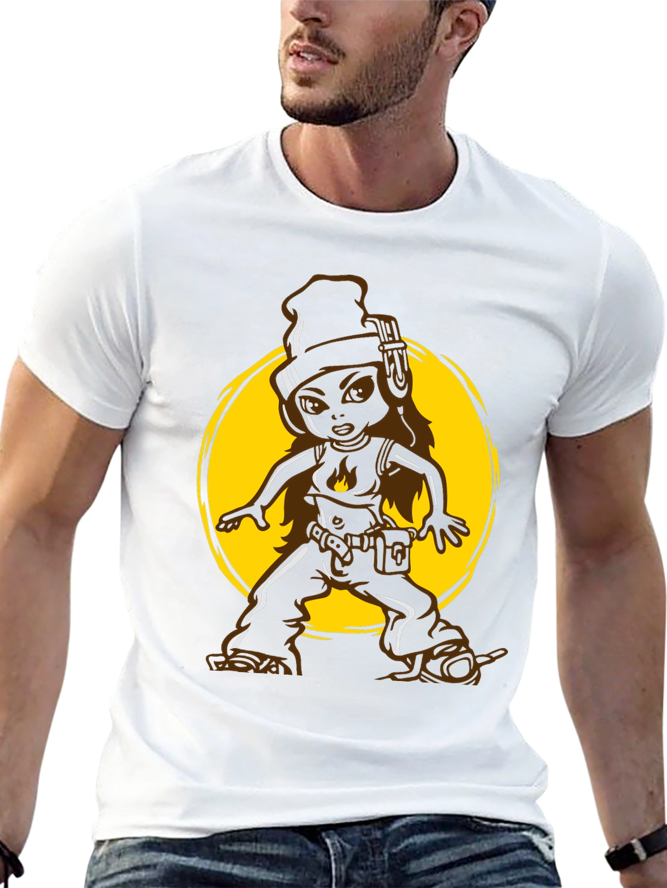 Cool Cartoon Graphic Tee - Black