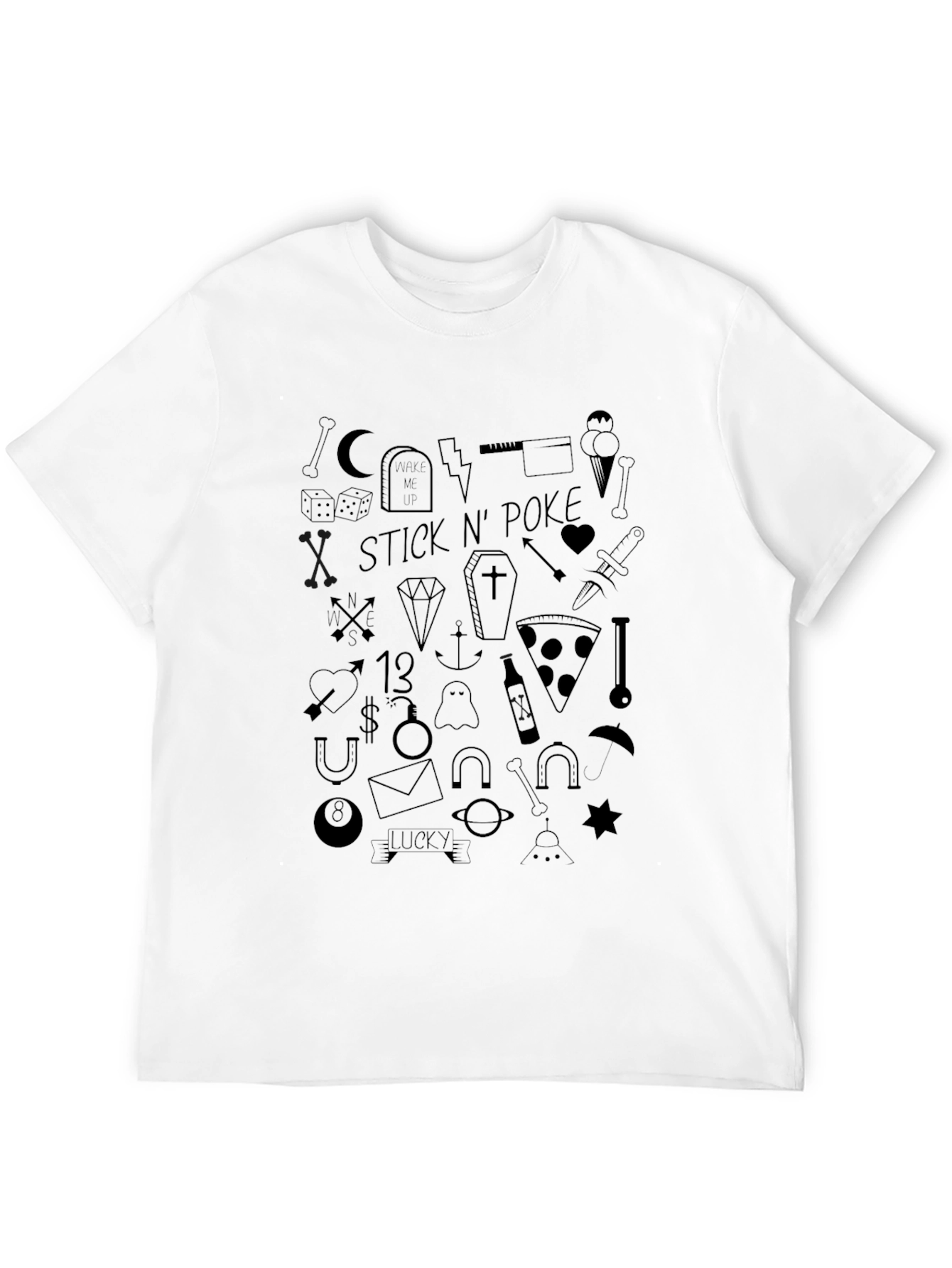 Stick N Poke Tattoo Style Black T-Shirt