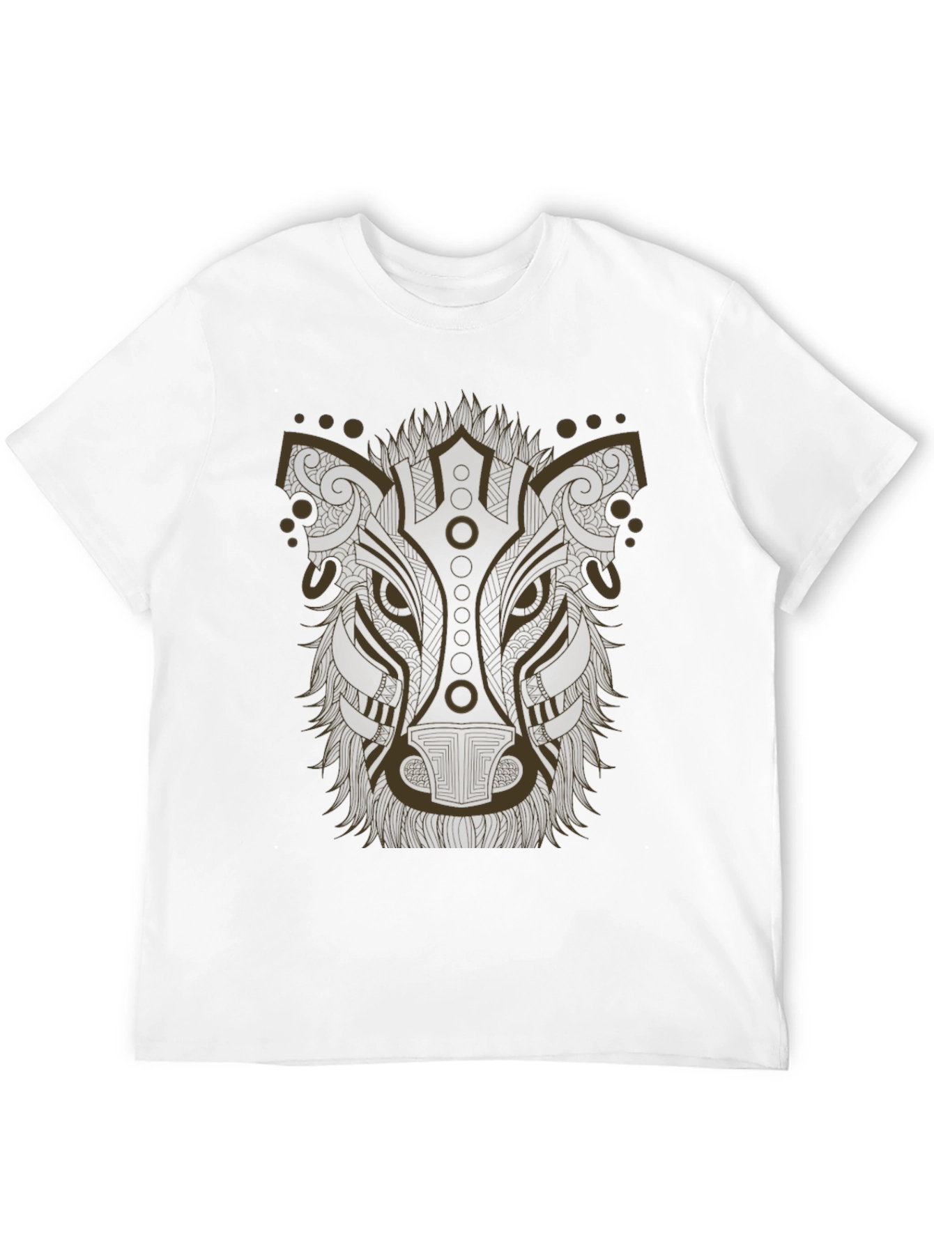 Tribal Wolf Graphic Tee - Stylish Mens Black T-Shirt