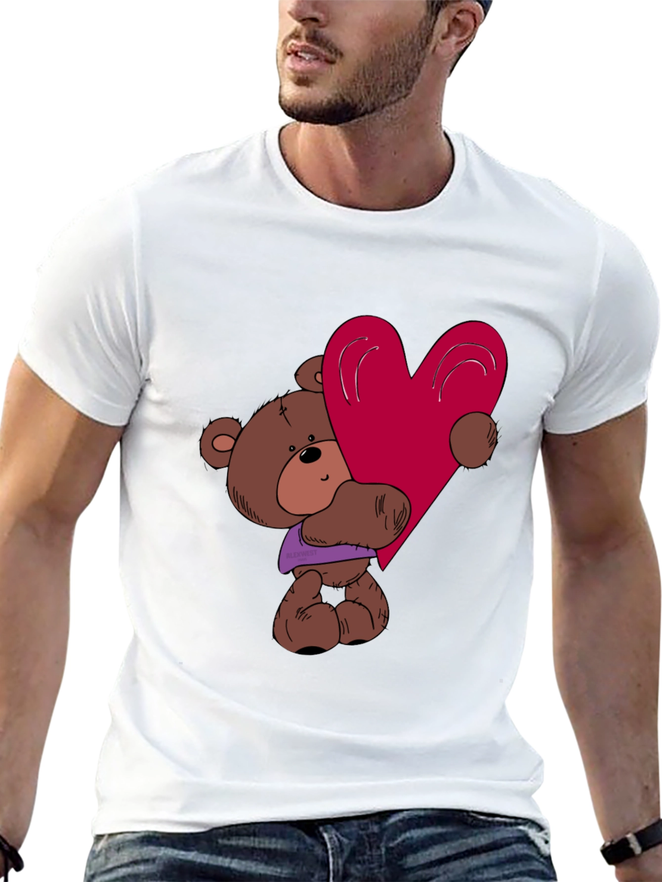 Cute Teddy Bear Heart Graphic T-Shirt