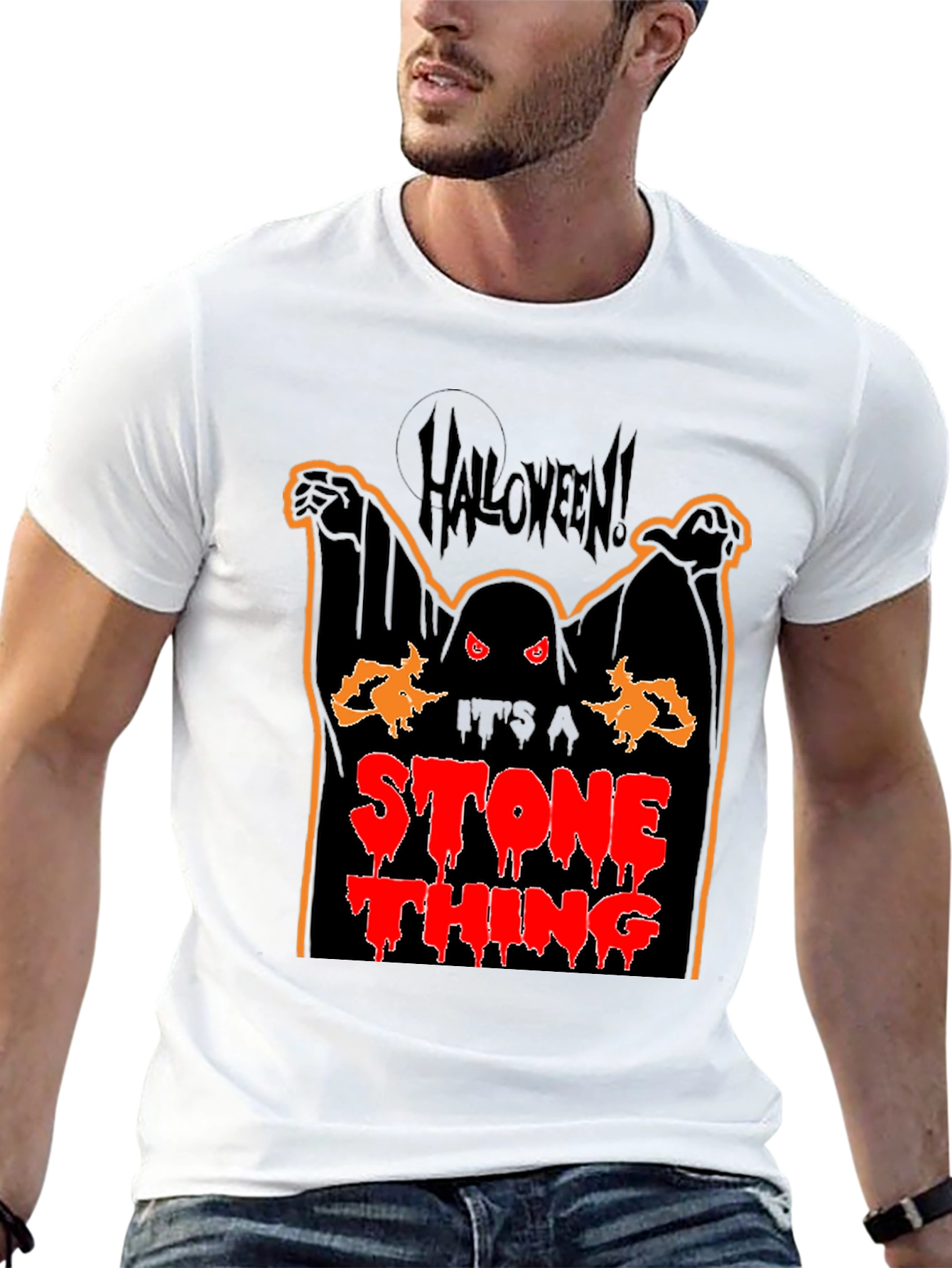 Halloween Ghost Stone Thing Graphic Tee