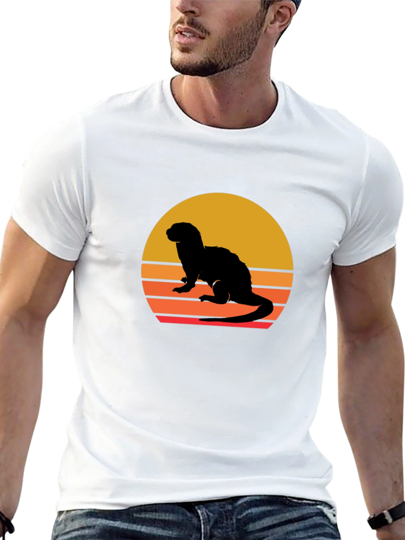 Retro Ferret Sunset Graphic Tee