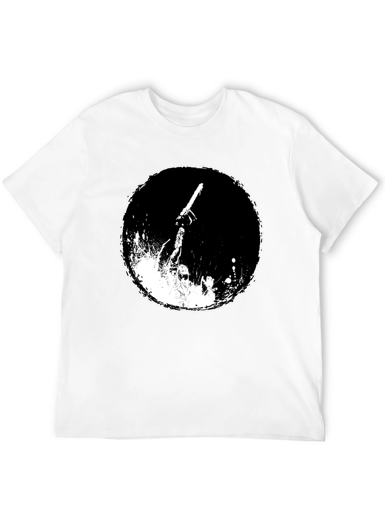 Graphic Tee: Chainsaw Moon Black Cotton T-Shirt