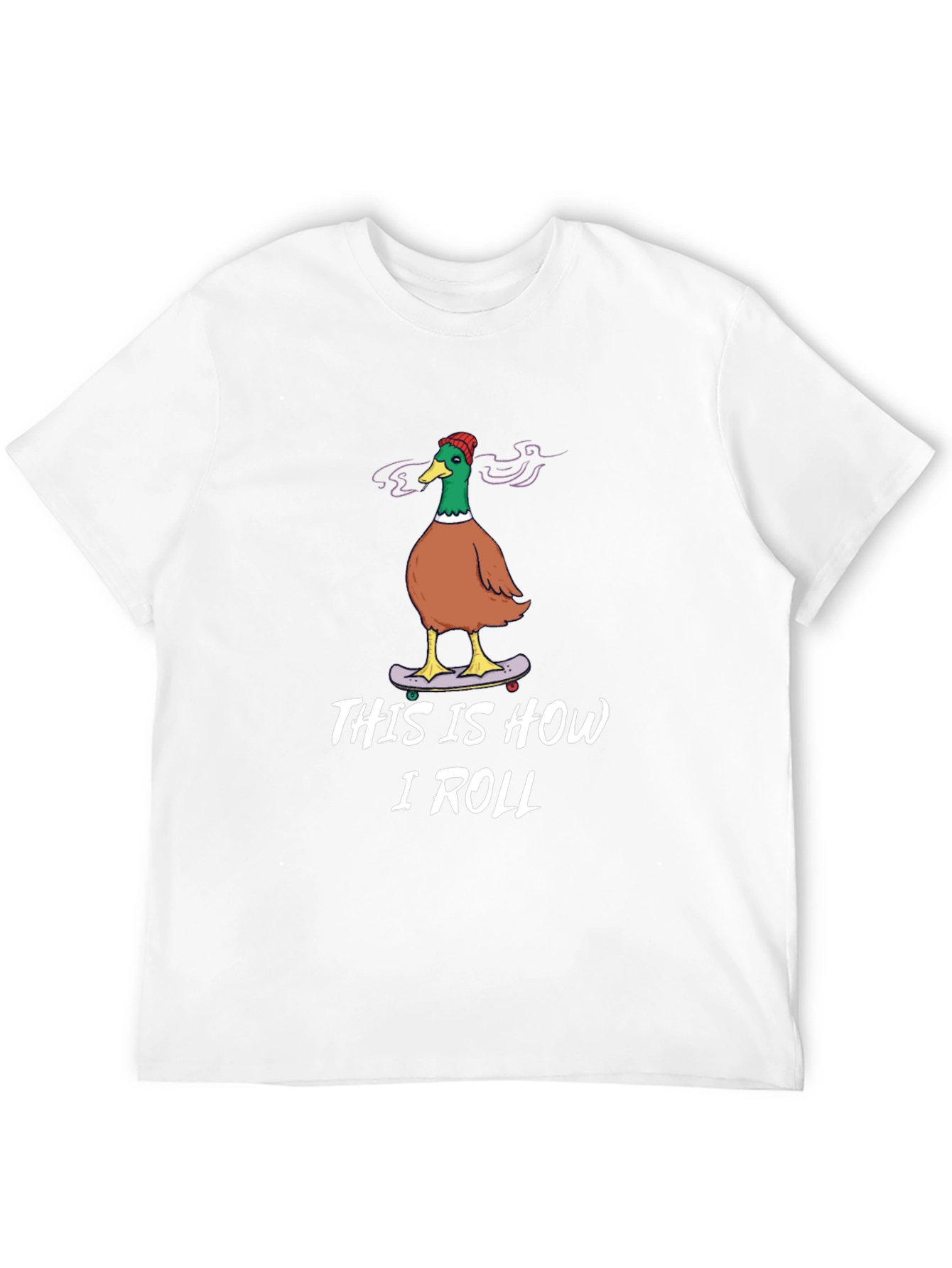 Funny Duck Skateboarder Graphic T-Shirt