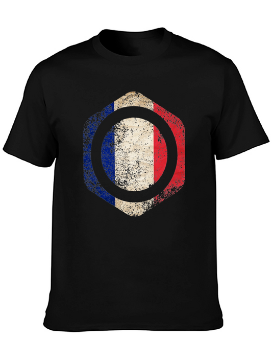 French Flag Graphic T-Shirt - Black Crew Neck Tee